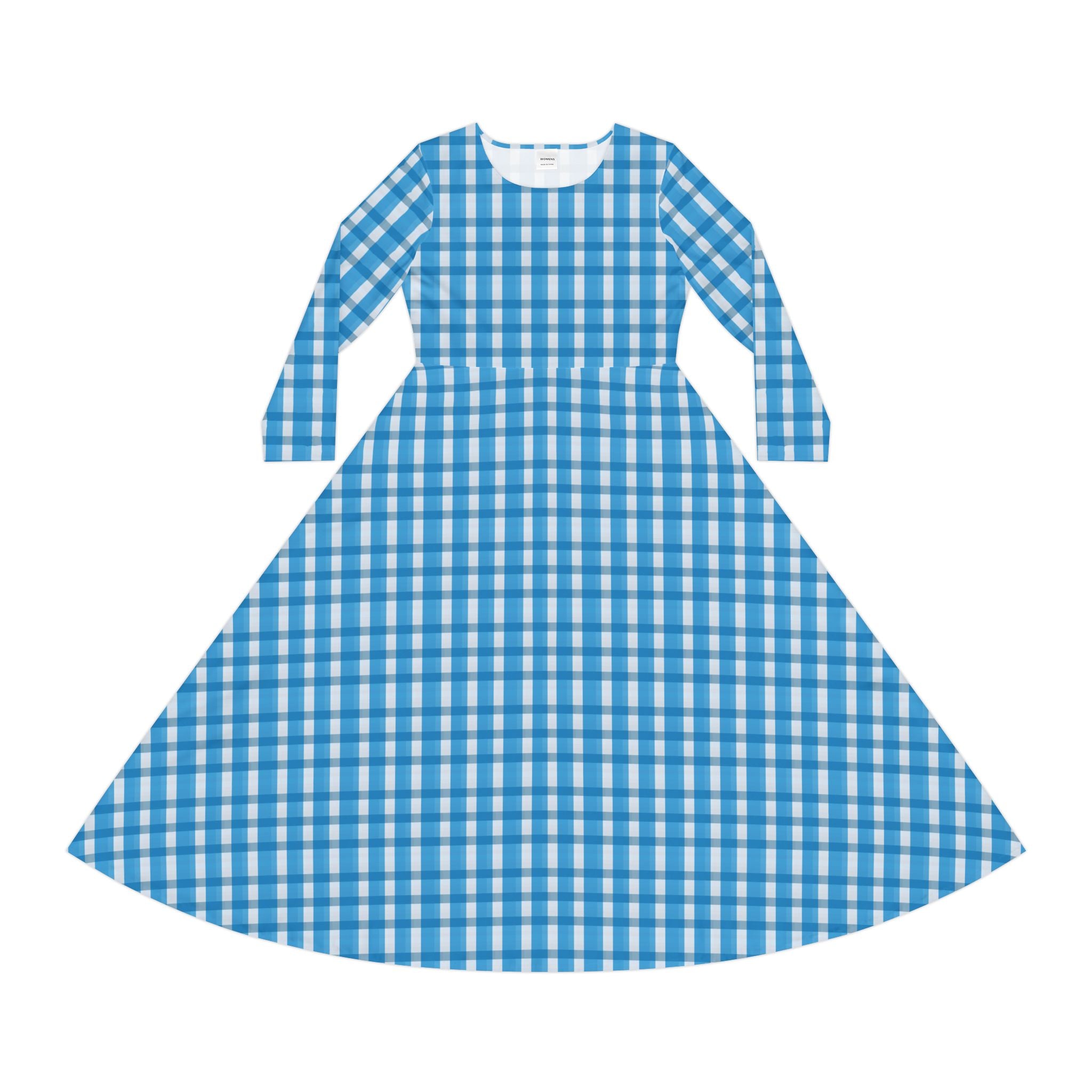 Charming Women's Long Sleeve Dance Dress, Perfect for Parties, Dancing, Casual Outfits, Holidays, Gingham Style