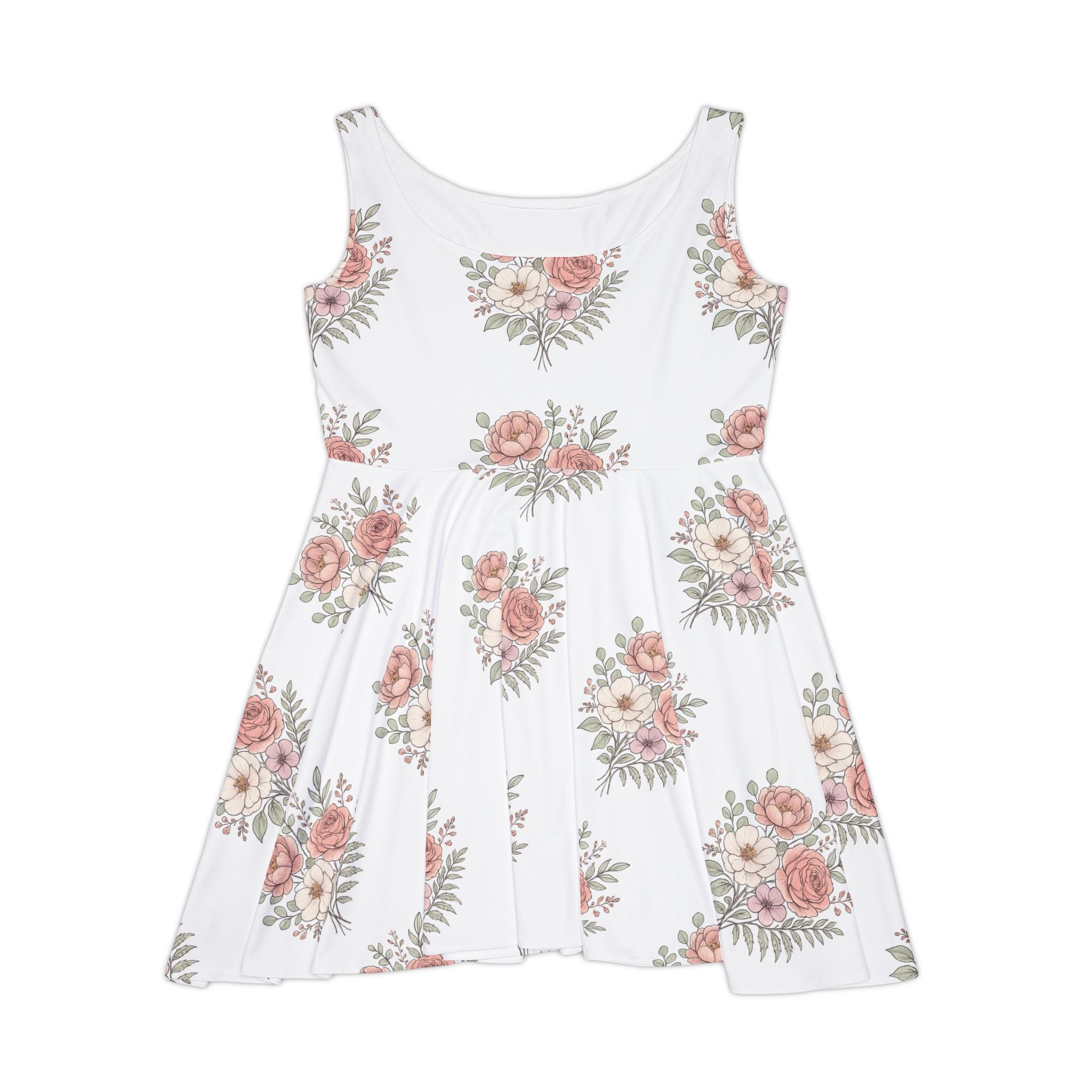 Floral Women's Skater Dress, Vintage Style Dress, Summer Dress, Casual Party Outfit, Boho Dress