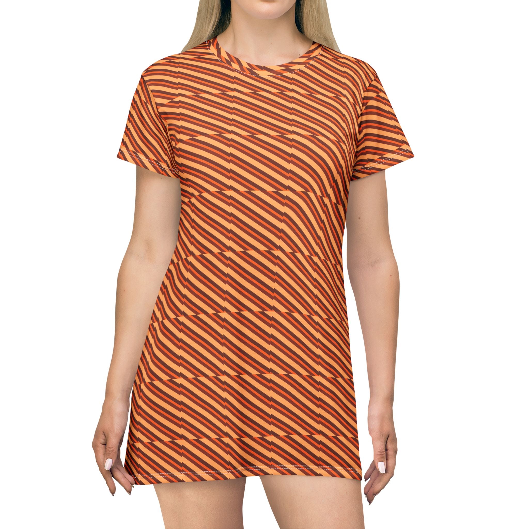 Striking Striped T-Shirt Dress, Casual Summer Fashion, Comfortable Everyday Wear, Unique Gift for Her, Trendy Cotton Dress