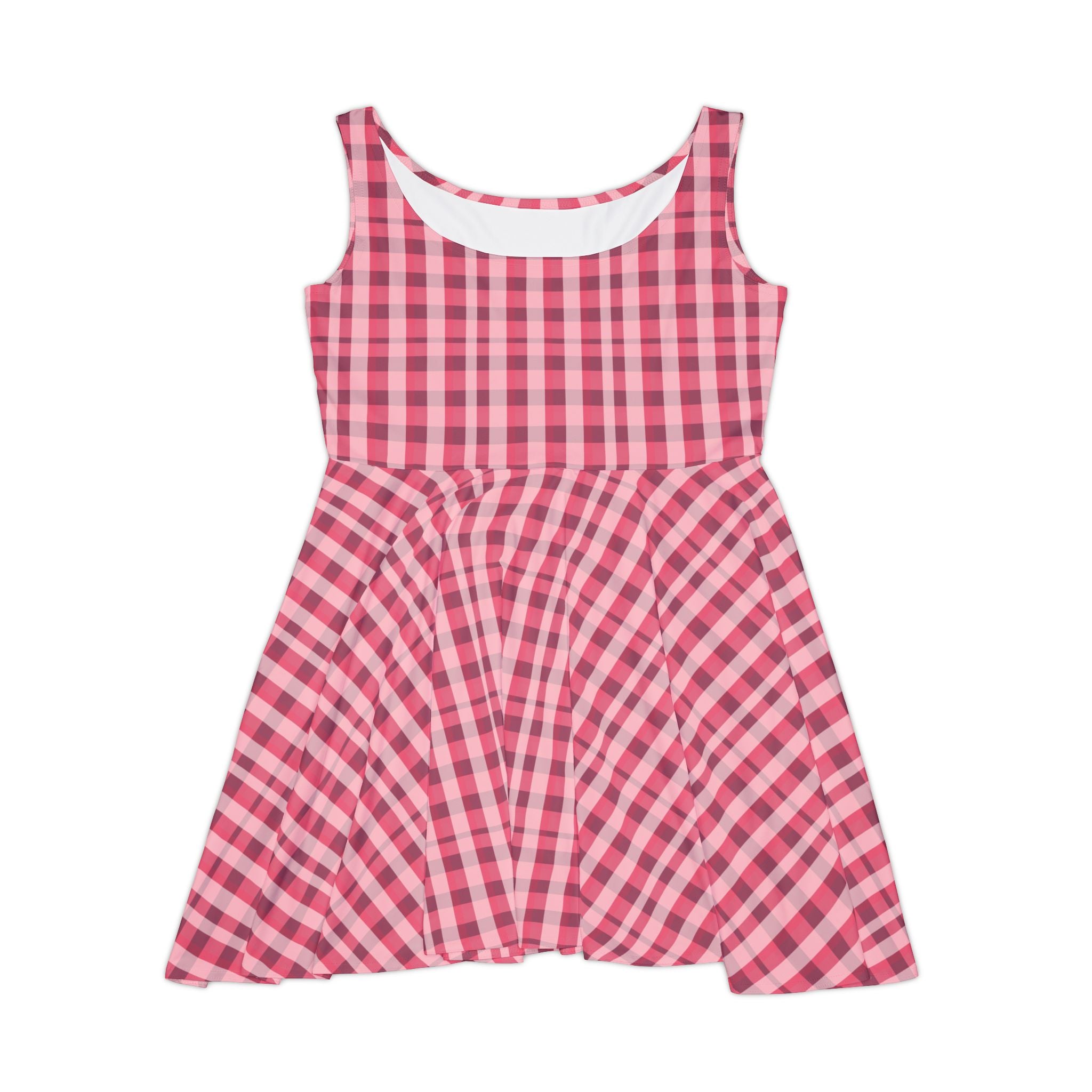Chic Pink Gingham Skater Dress for Women, Flirty Summer Dress, Casual Everyday Outfit, Perfect for Parties, Outdoor Events, Trendy Fashion