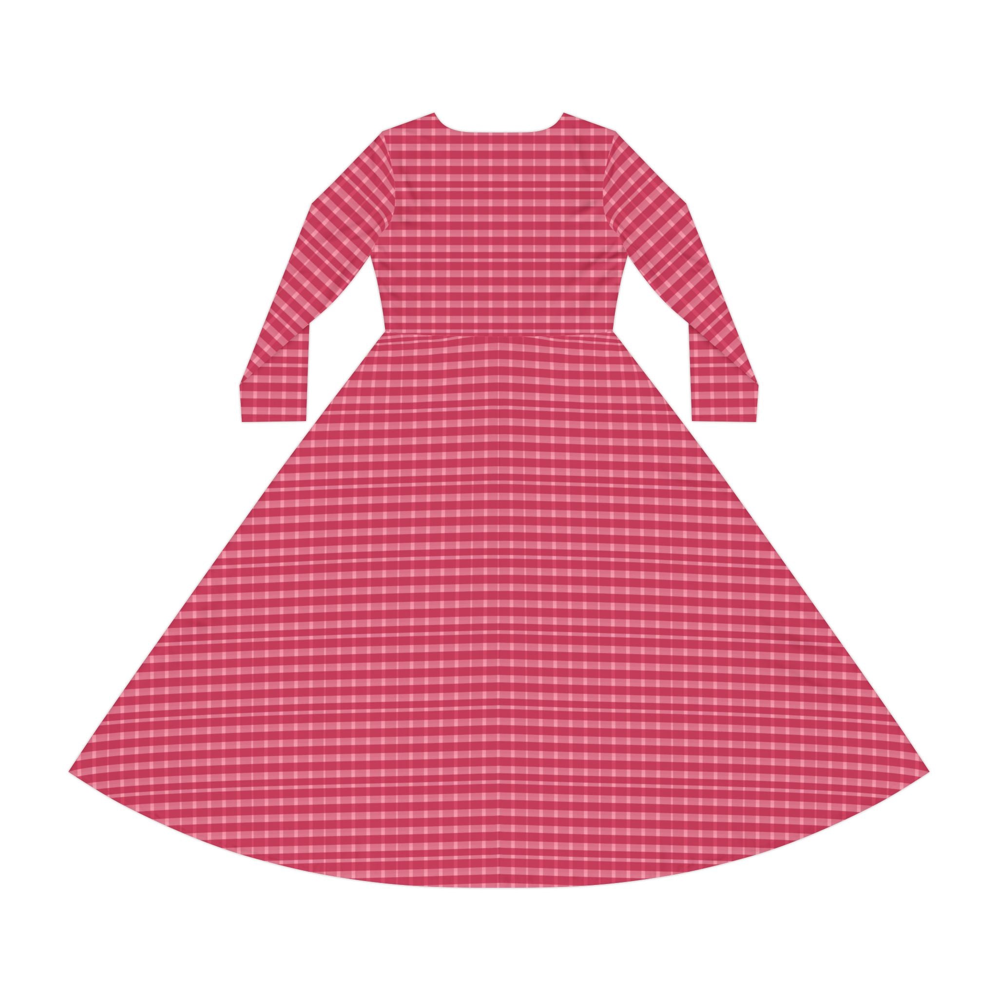 Chic Women's Long Sleeve Dance Dress, Perfect for Ballet, Parties, and Weddings, Stylish Gingham Pattern, Comfortable and Elegant