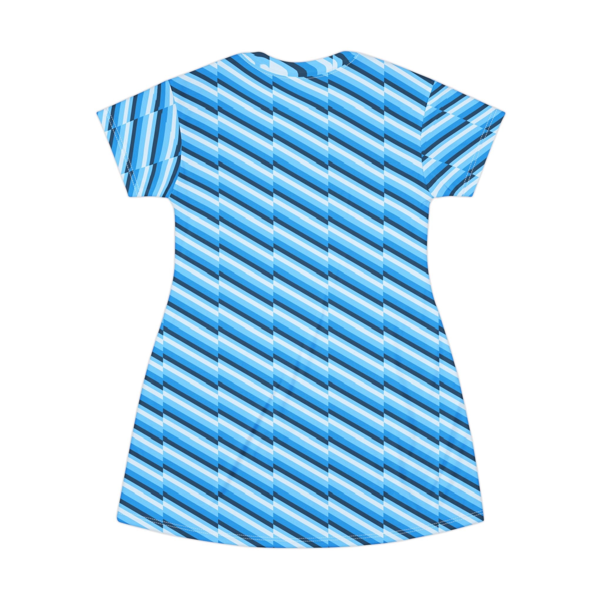 Blue Striped T-Shirt Dress - Casual Summer Outfit, Stylish Beachwear, Trendy Everyday Dress, Lightweight Lounge Wear, Perfect for Vacation