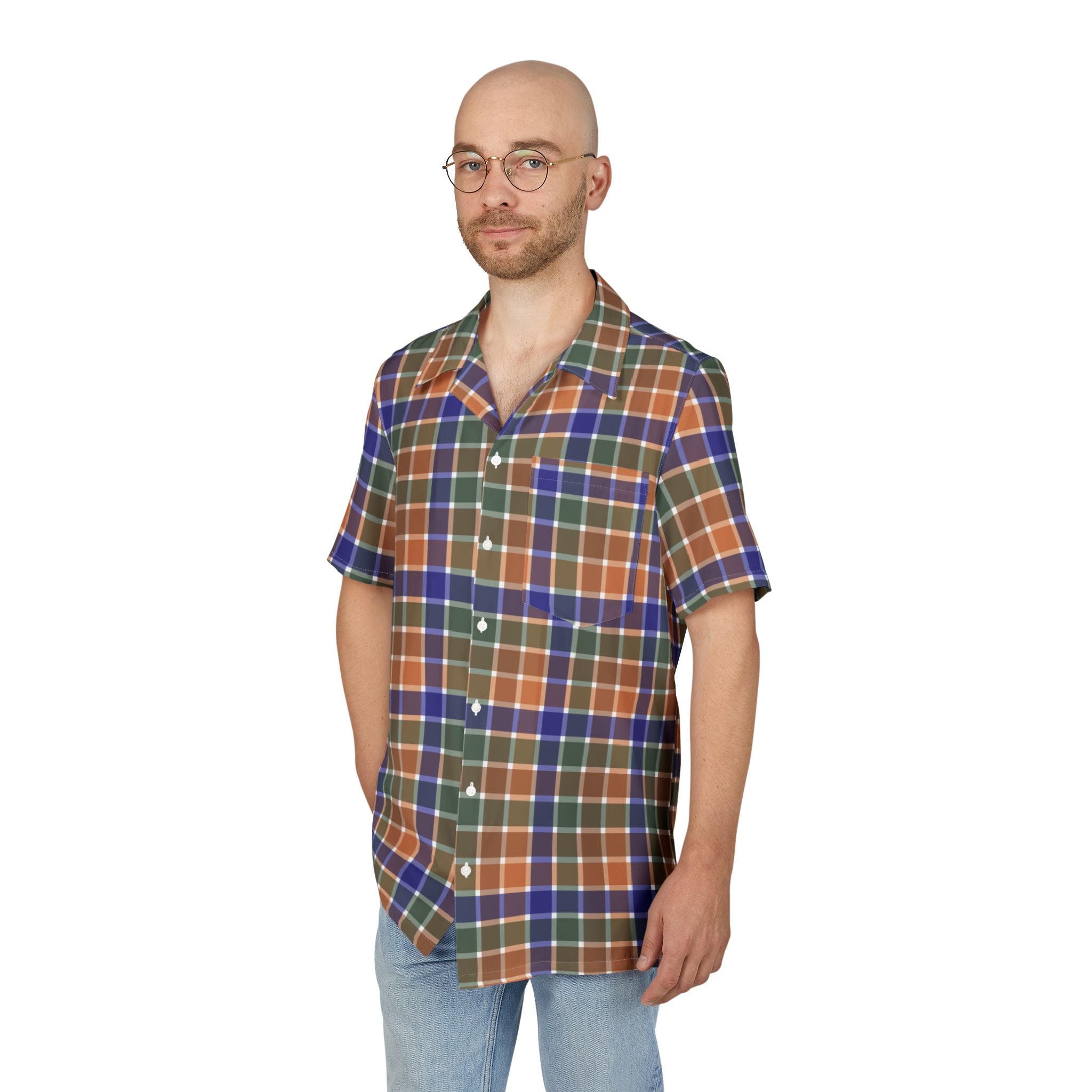 Unisex Hawaiian Button-Down Shirt - Vibrant AOP Plaid, Summer Casual Wear, Vacation Outfit, Tropical Getaway, Gift for Him/Her