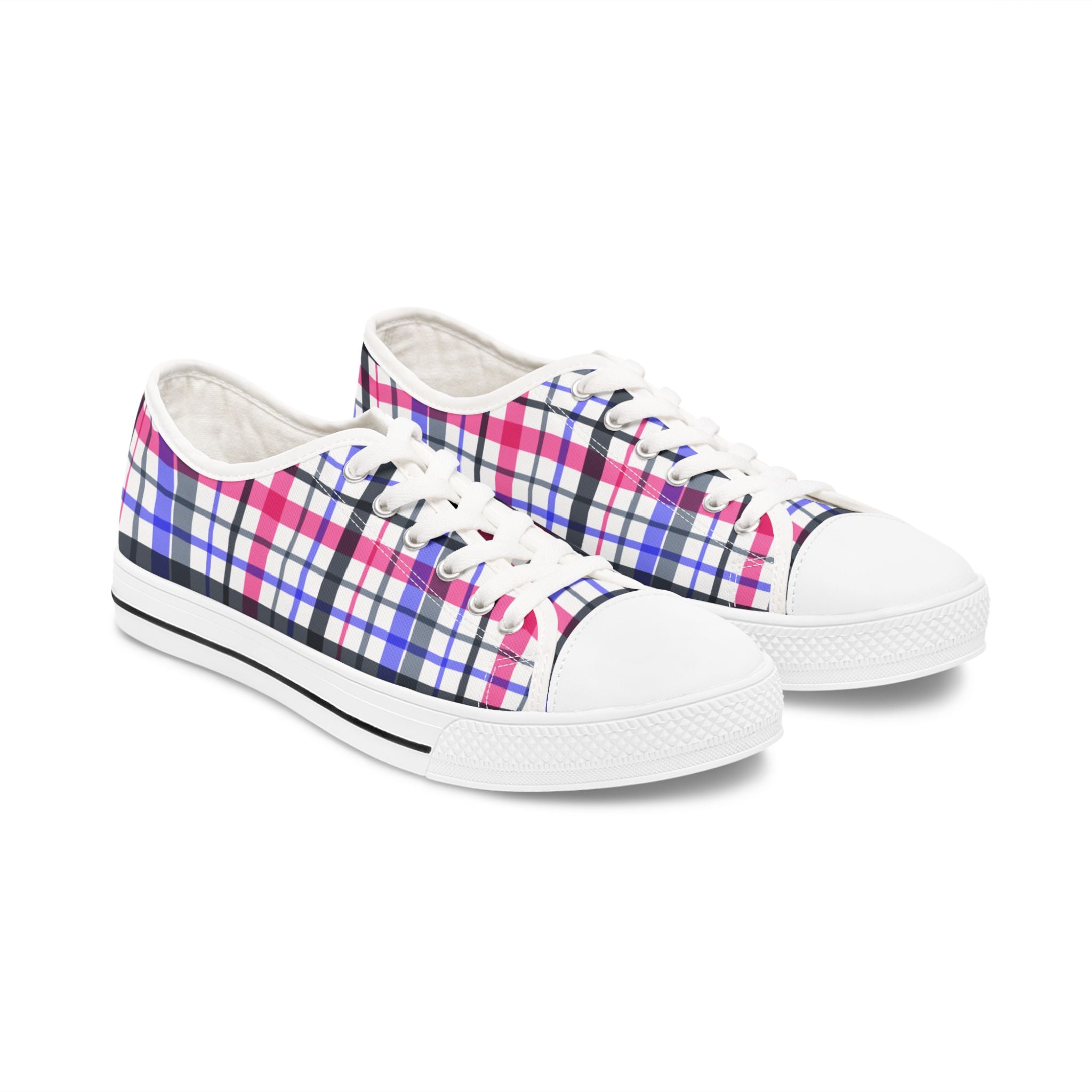 Colorful Plaid Women's Low Top Sneakers | Trendy Casual Shoes, Spring Style, Everyday Comfort, Gift for Her, Stylish Footwear