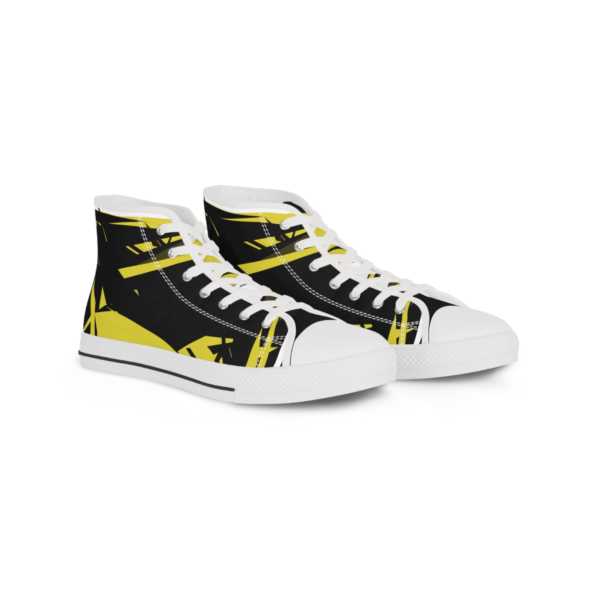 Stylish Men’s High Top Sneakers with Vibrant Yellow Design, Casual Footwear, Fashion Sneakers, Street Style, Gift for Him