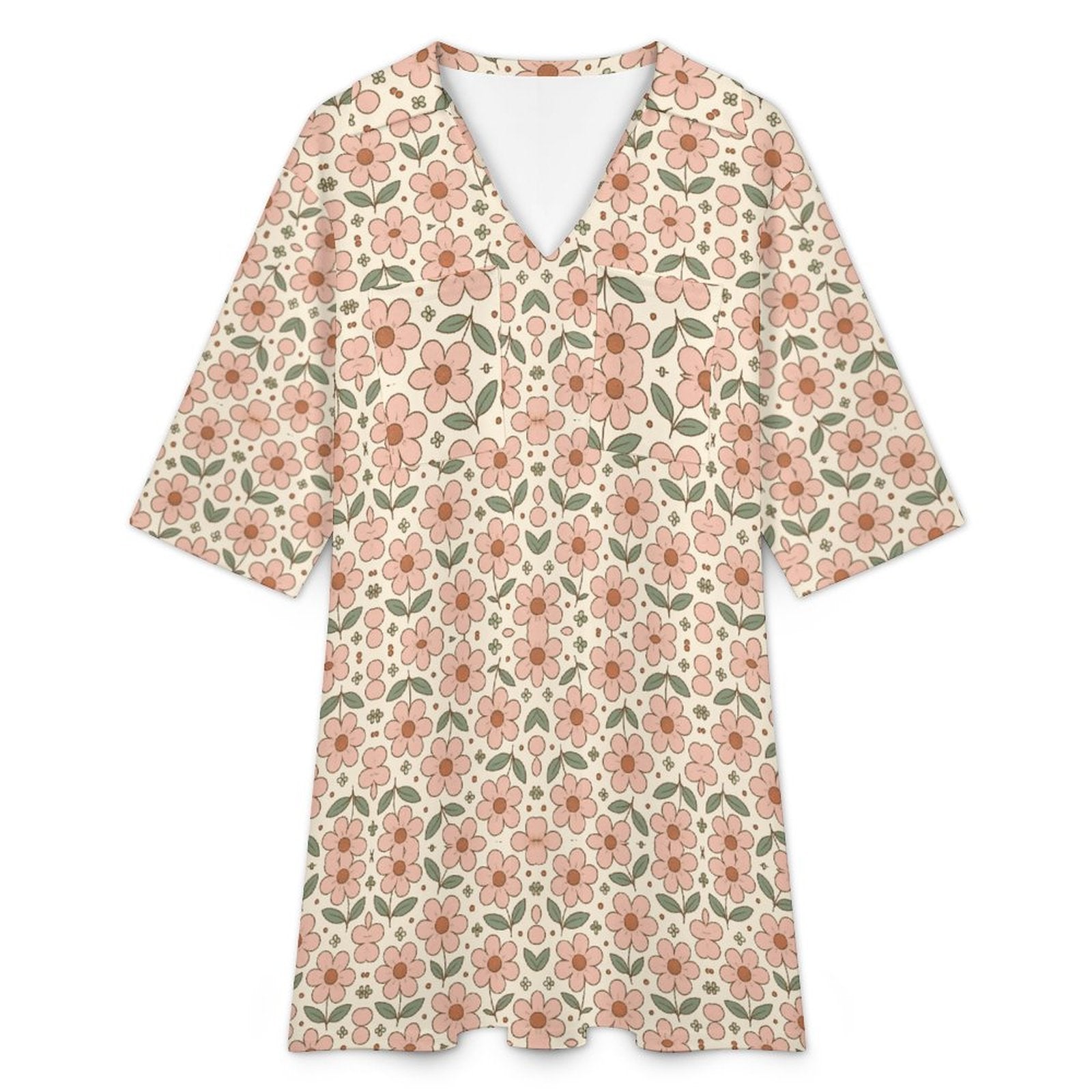 180gsm V-neck Dress for Women(All-Over Printing)