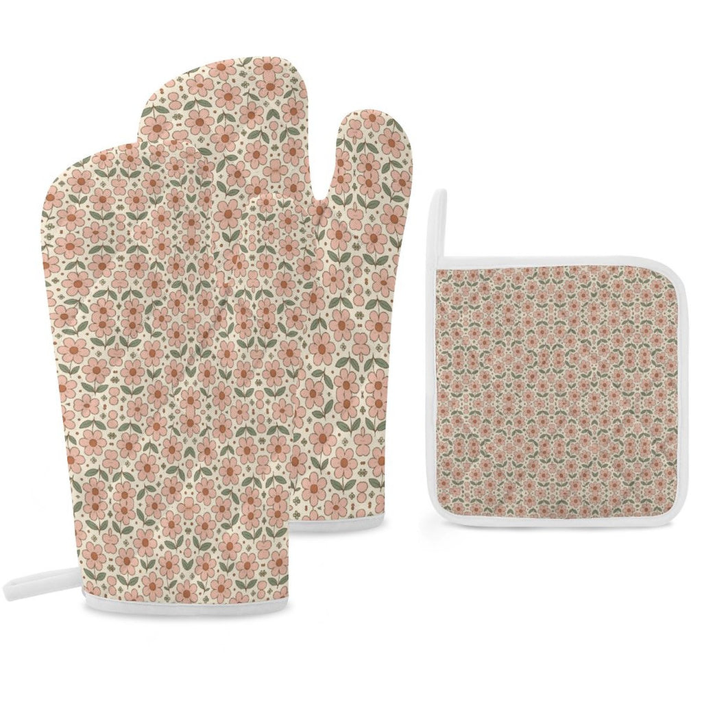 Oven Mitts & Pot Holder Set of 3 (Multi-image Splicing)