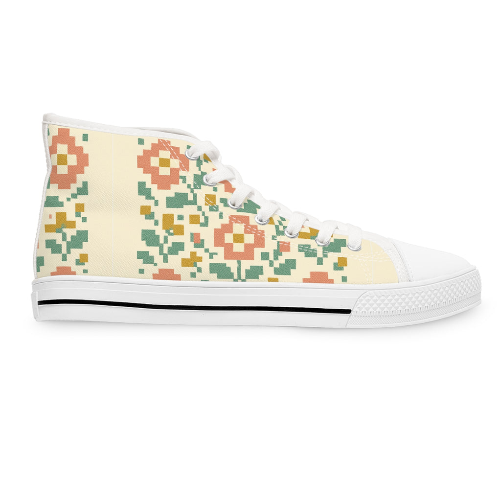Stylish High Top Sneakers in Floral Design | Trendy Women's Footwear, Casual Sneakers, Fashion High Tops, Spring Style, Gift for Her