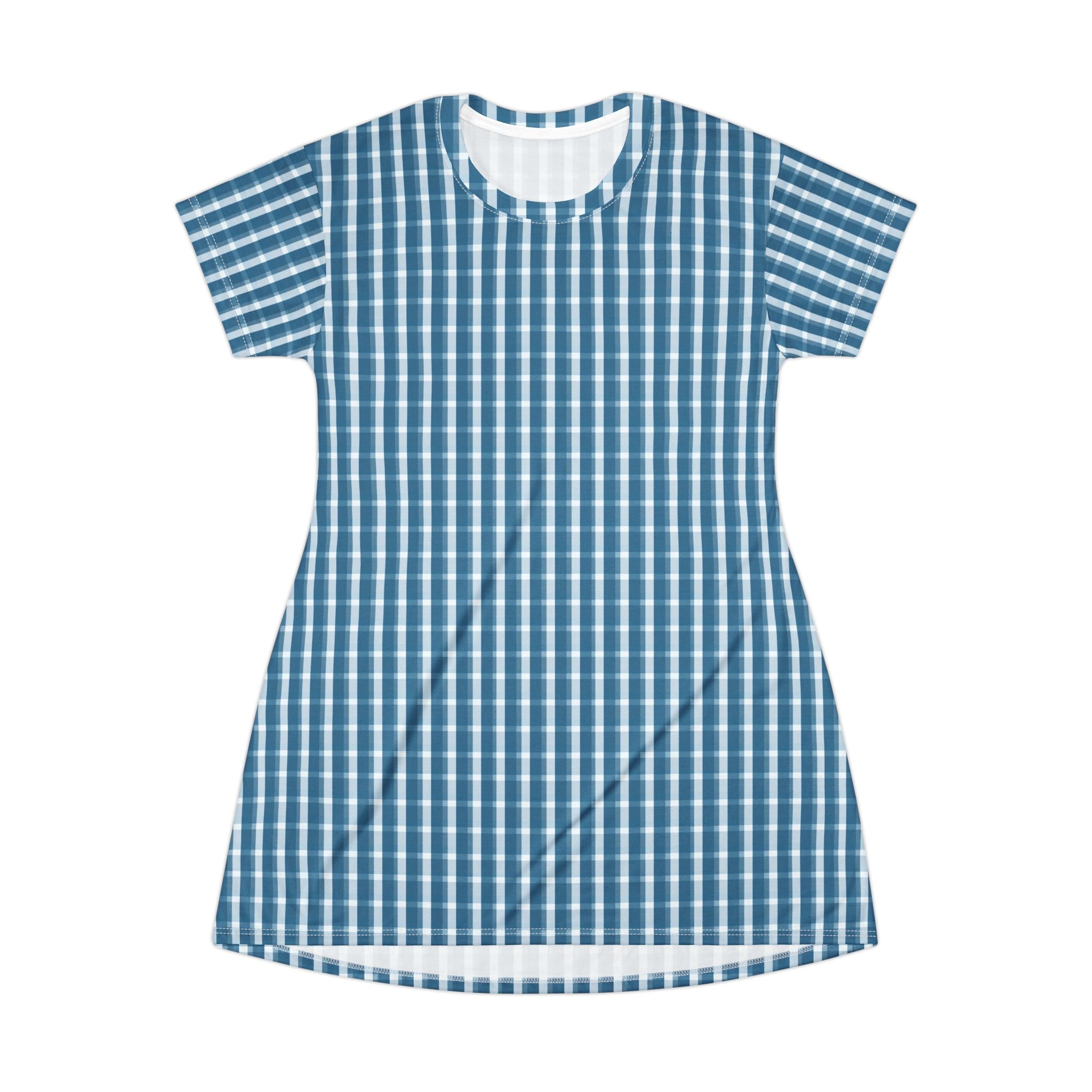 Blue Checkered T-Shirt Dress | Casual Summer Dress, Gingham Dress, Everyday Wear, Beach Dress, Gift for Her