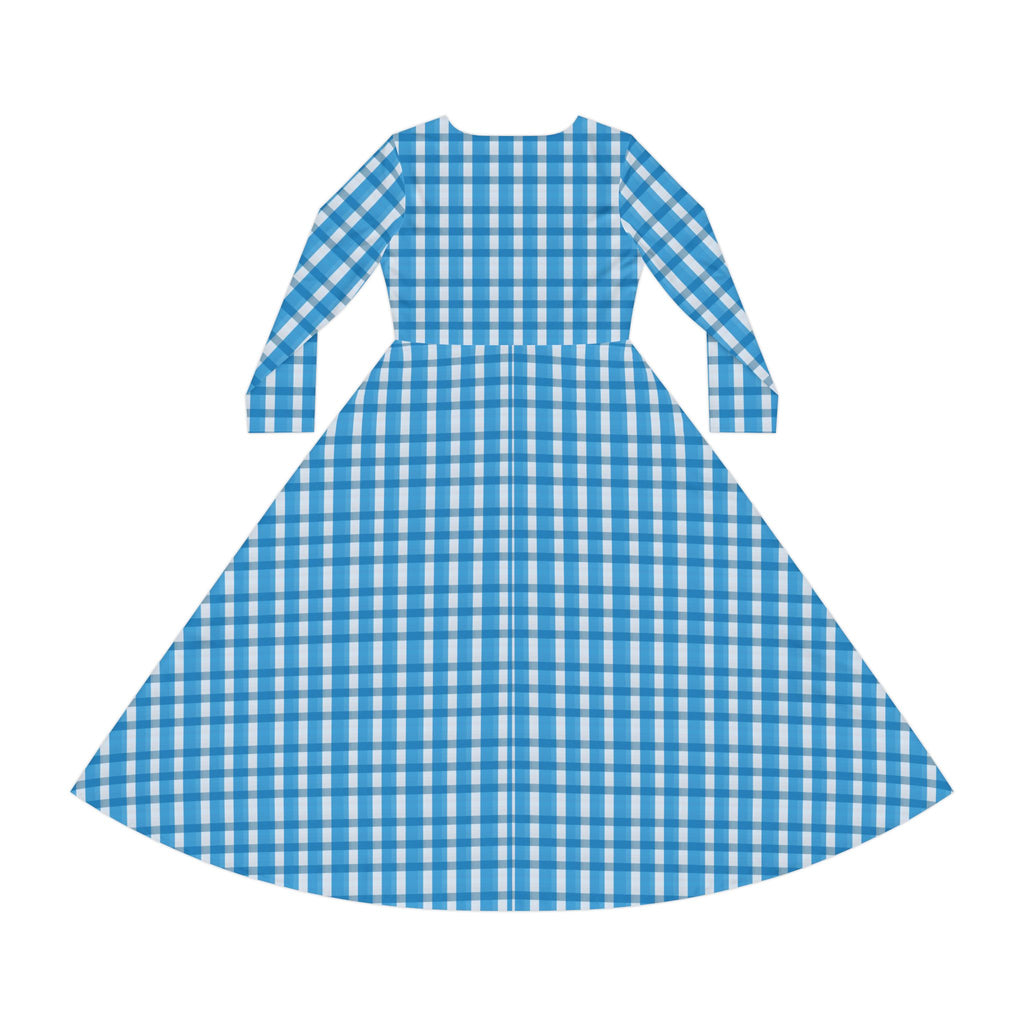 Charming Women's Long Sleeve Dance Dress, Perfect for Parties, Dancing, Casual Outfits, Holidays, Gingham Style