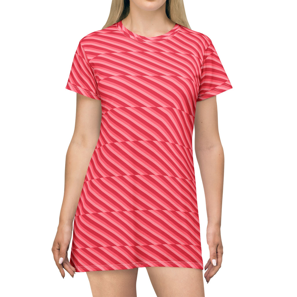 Vibrant Striped T-Shirt Dress, Casual Summer Fashion, Perfect for Parties, Beachwear, Everyday Wear, Gift for Her, Holiday Style