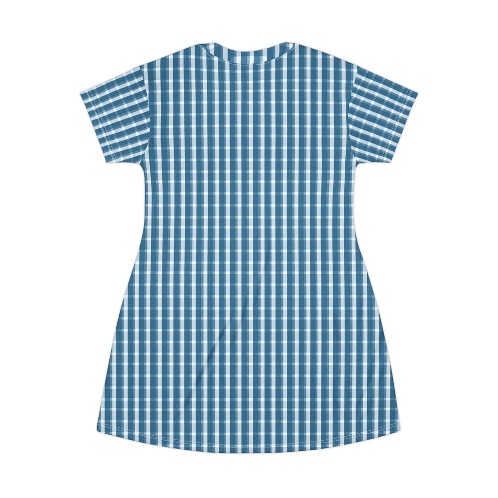 Blue Checkered T-Shirt Dress | Casual Summer Dress, Gingham Dress, Everyday Wear, Beach Dress, Gift for Her