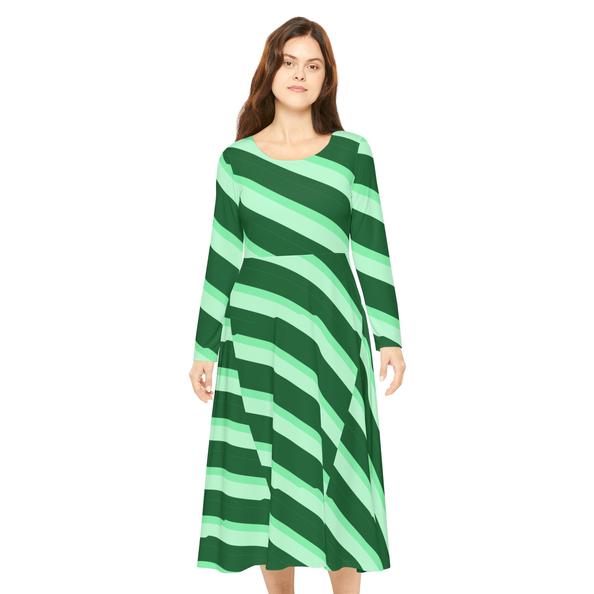 Chic Long Sleeve Dance Dress, Stylish Party Dress, Elegant Evening Gown, Comfortable Dance Attire, Trendy Outfit for Performances