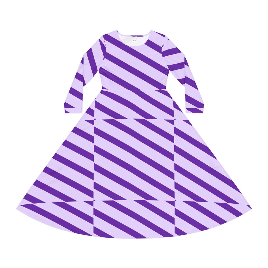 Stylish Women's Long Sleeve Dance Dress, Perfect for Dance Recitals, Parties, and Everyday Wear, AOP Striped Design, Comfortable & Chic