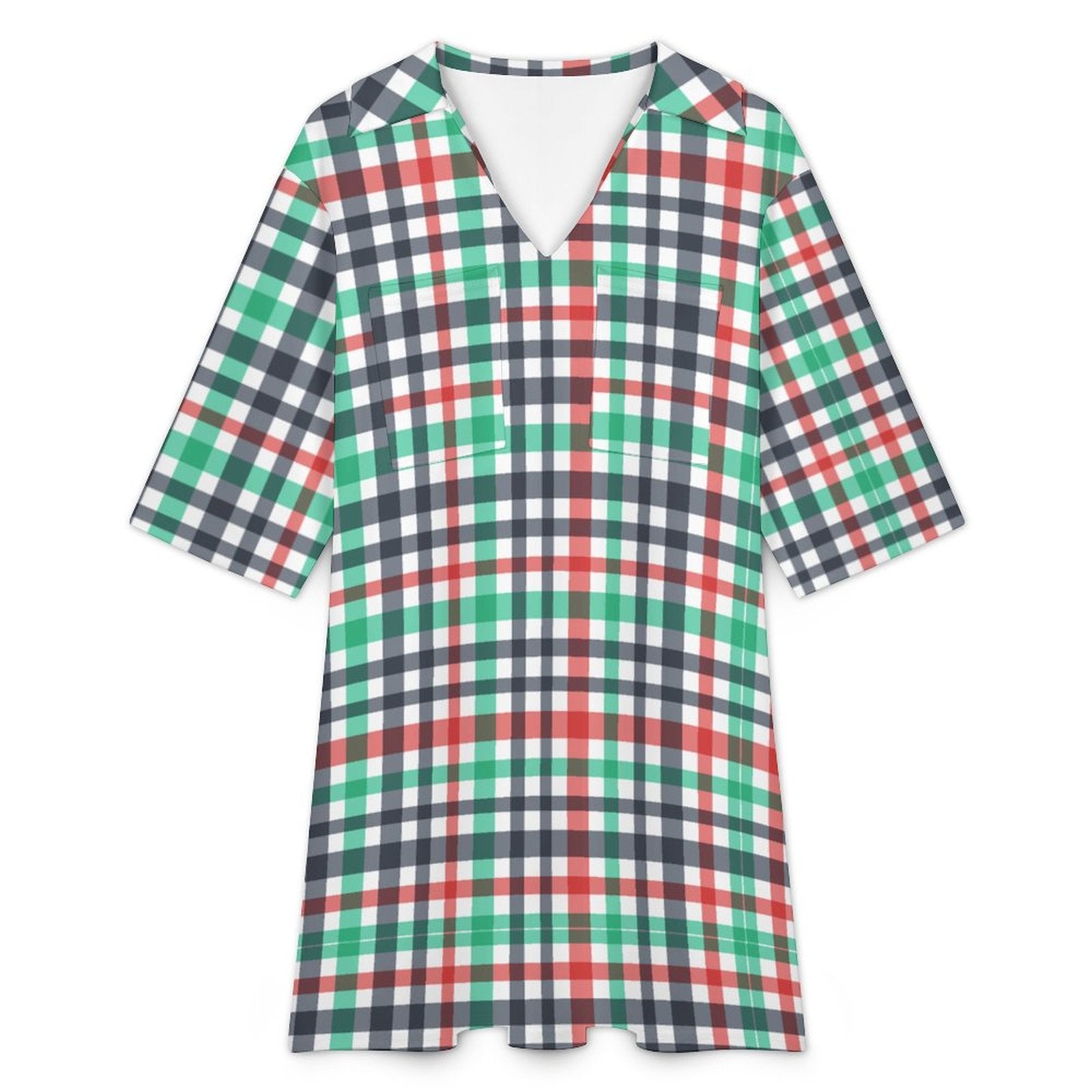 180gsm V-neck Dress for Women(All-Over Printing)