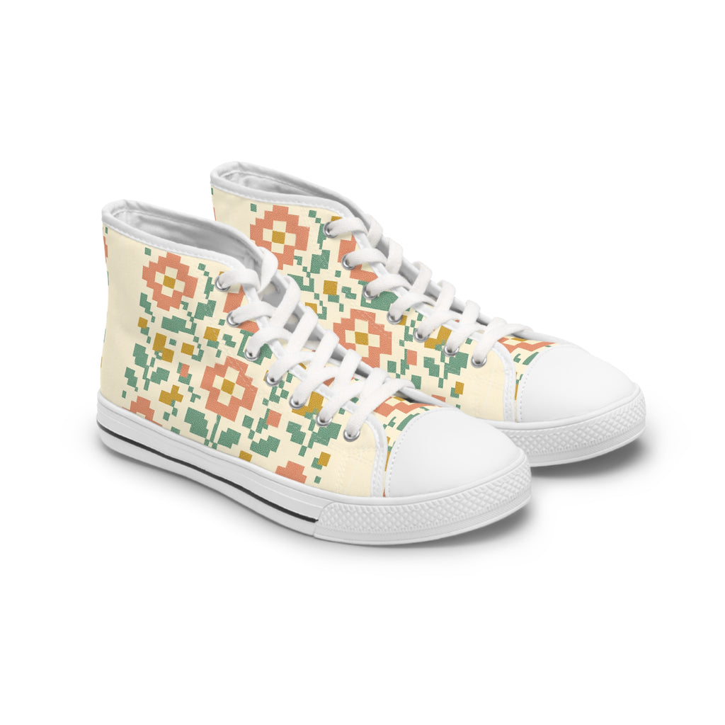 Stylish High Top Sneakers in Floral Design | Trendy Women's Footwear, Casual Sneakers, Fashion High Tops, Spring Style, Gift for Her
