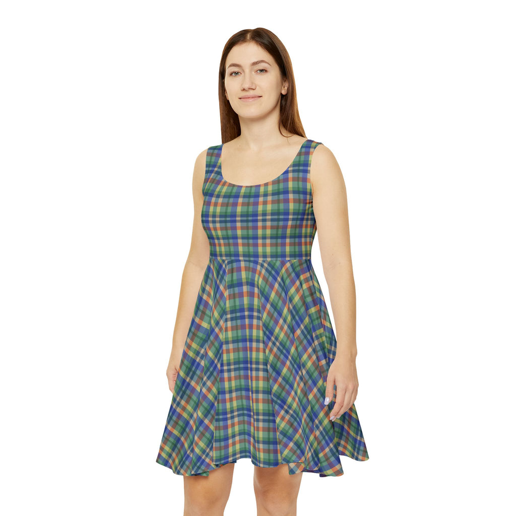 Colorful Plaid Women's Skater Dress, Casual Summer Dress, Spring Fashion, Party Dress, Everyday Wear, Gift for Her