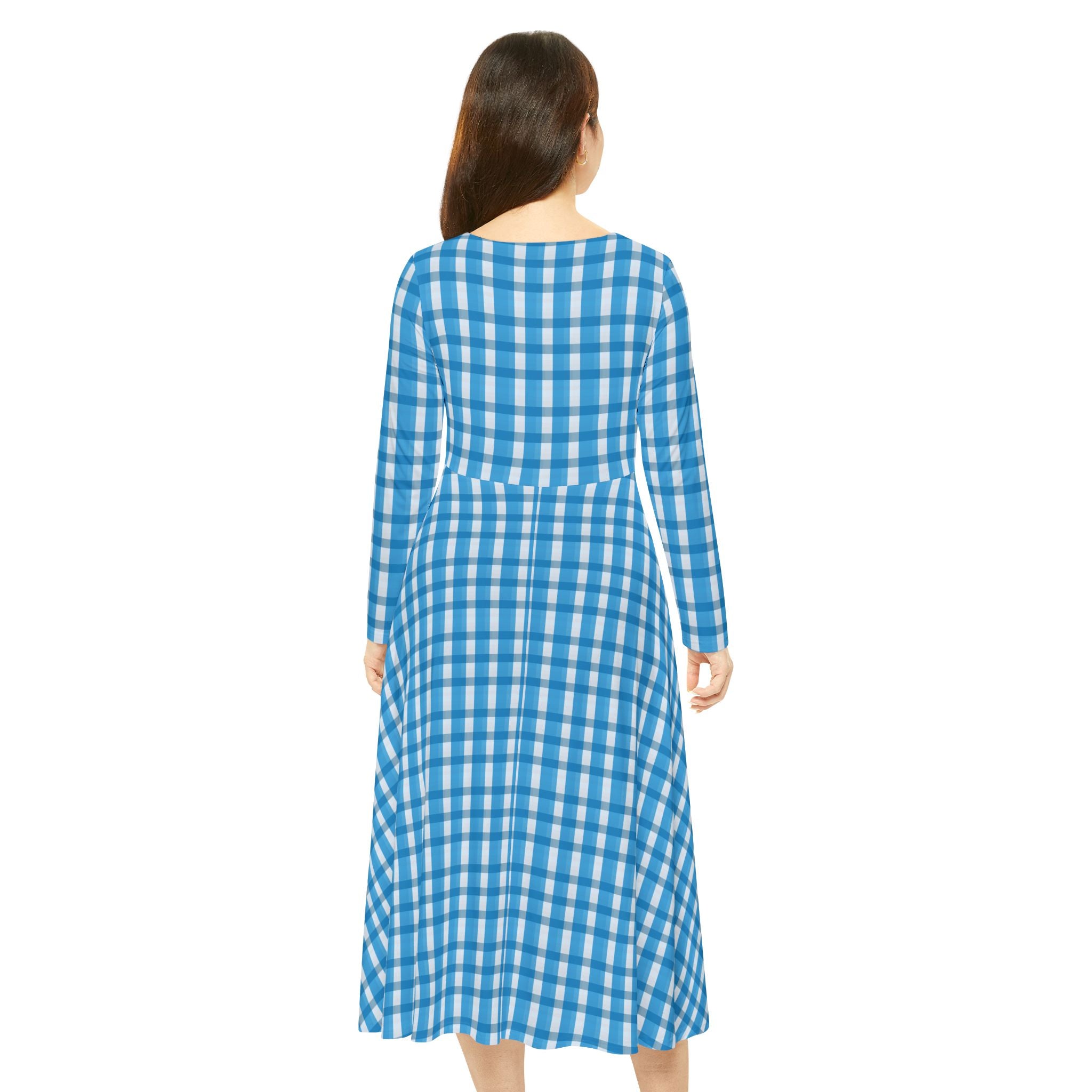 Charming Women's Long Sleeve Dance Dress, Perfect for Parties, Dancing, Casual Outfits, Holidays, Gingham Style