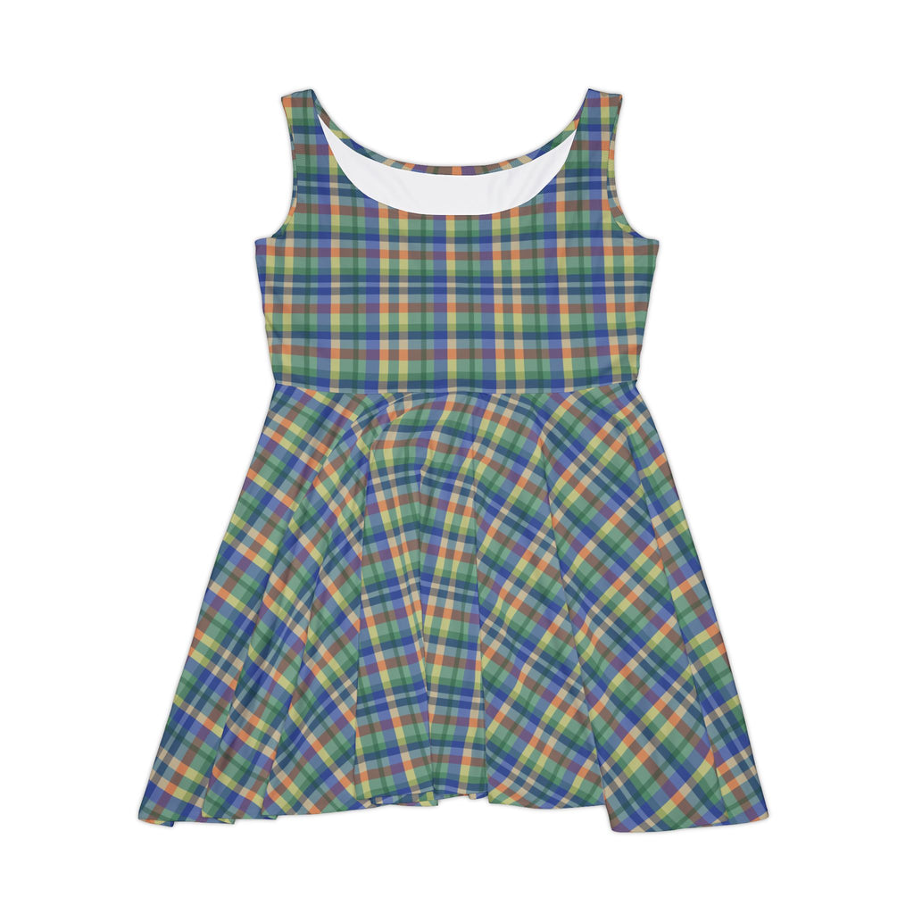 Colorful Plaid Women's Skater Dress, Casual Summer Dress, Spring Fashion, Party Dress, Everyday Wear, Gift for Her