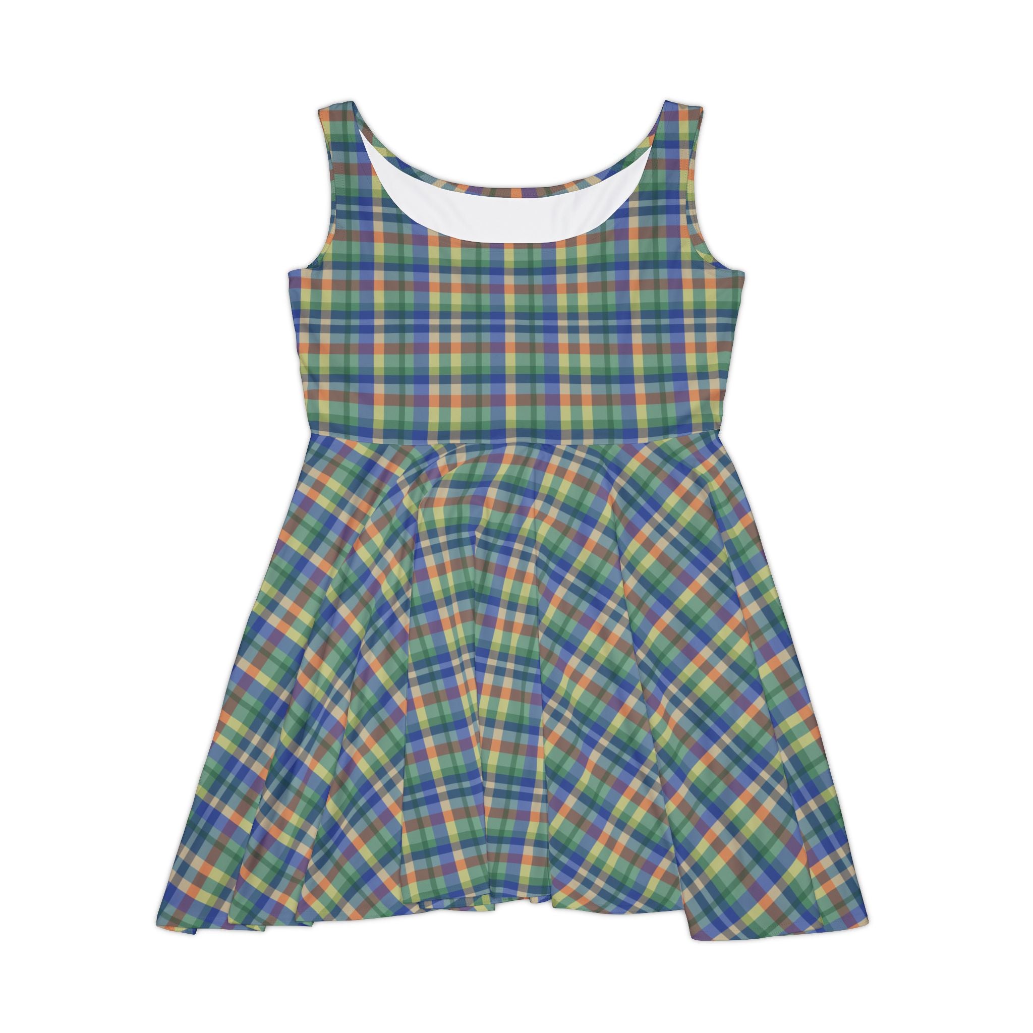 Colorful Plaid Women's Skater Dress, Casual Summer Dress, Spring Fashion, Party Dress, Everyday Wear, Gift for Her