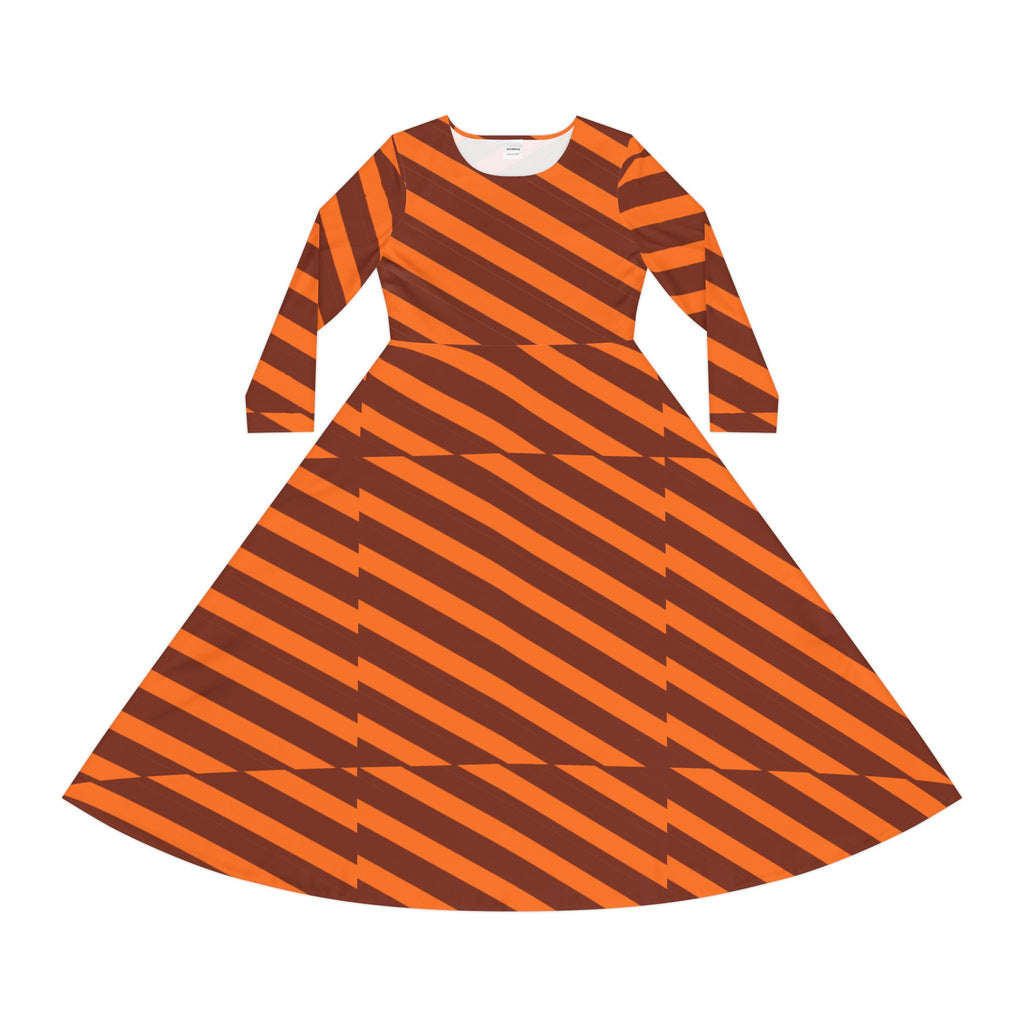 Striped Women's Long Sleeve Dance Dress, Halloween Party Dress, Bohemian Style Dress, Aesthetic Long Sleeve Dress, Dance Boutique Outfit