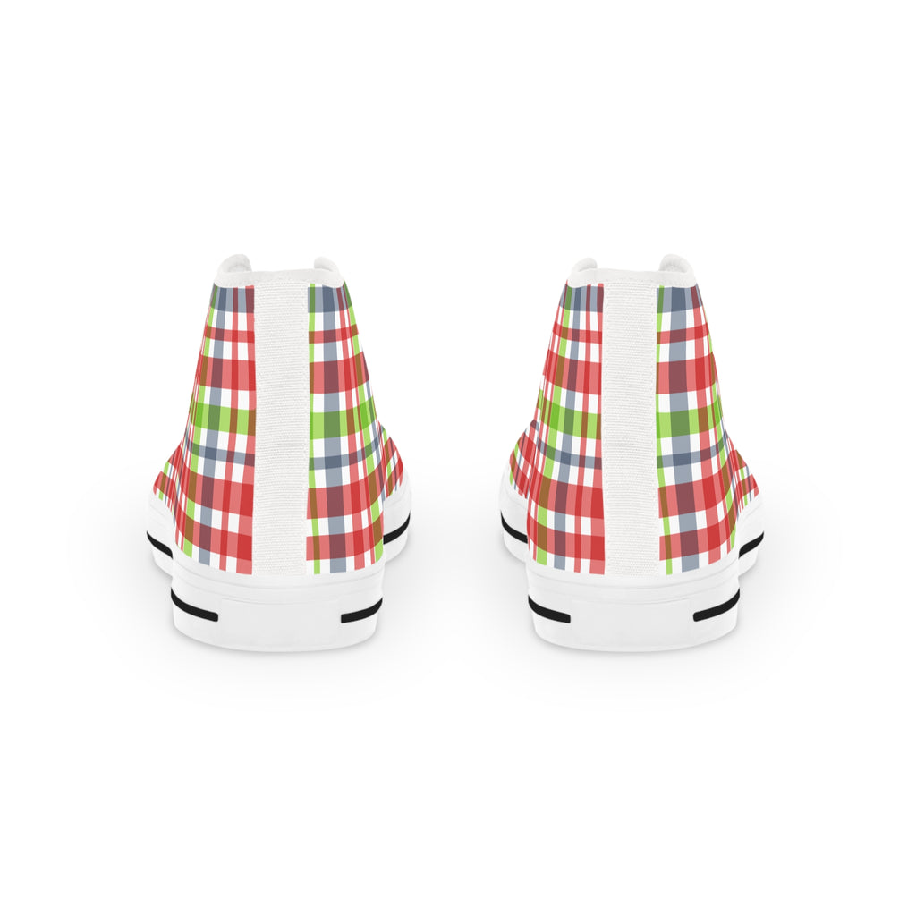 Festive Plaid High Top Sneakers for Men | Casual Style, Unique Gift, Holiday Fashion, Streetwear, Comfortable Footwear