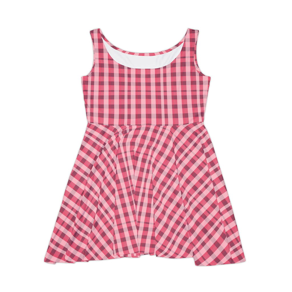 Chic Pink Gingham Skater Dress for Women, Flirty Summer Dress, Casual Everyday Outfit, Perfect for Parties, Outdoor Events, Trendy Fashion