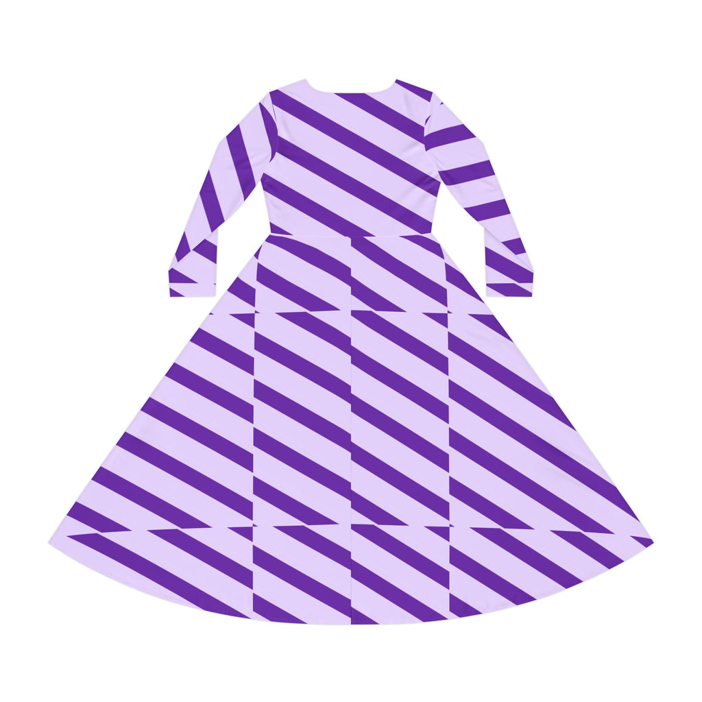 Stylish Women's Long Sleeve Dance Dress, Perfect for Dance Recitals, Parties, and Everyday Wear, AOP Striped Design, Comfortable & Chic