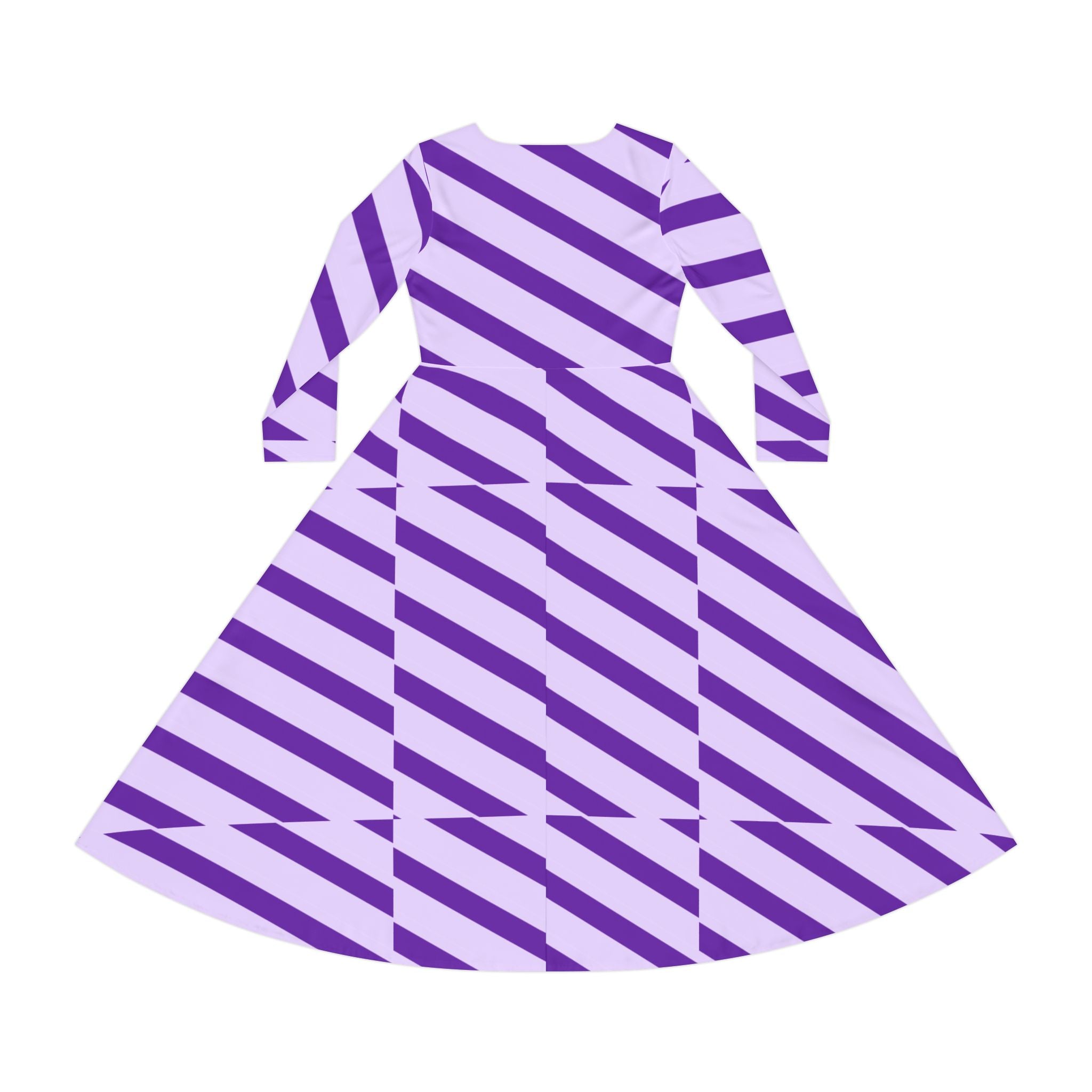 Stylish Women's Long Sleeve Dance Dress, Perfect for Dance Recitals, Parties, and Everyday Wear, AOP Striped Design, Comfortable & Chic