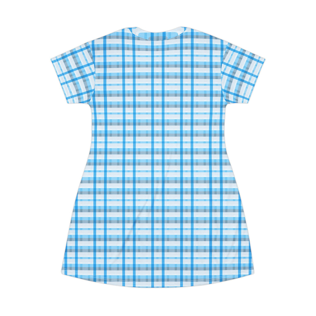 Blue Patterned T-Shirt Dress, Casual Summer Outfit, Beachwear, Day Out Dress, Comfortable Loungewear, Easy Layering Piece