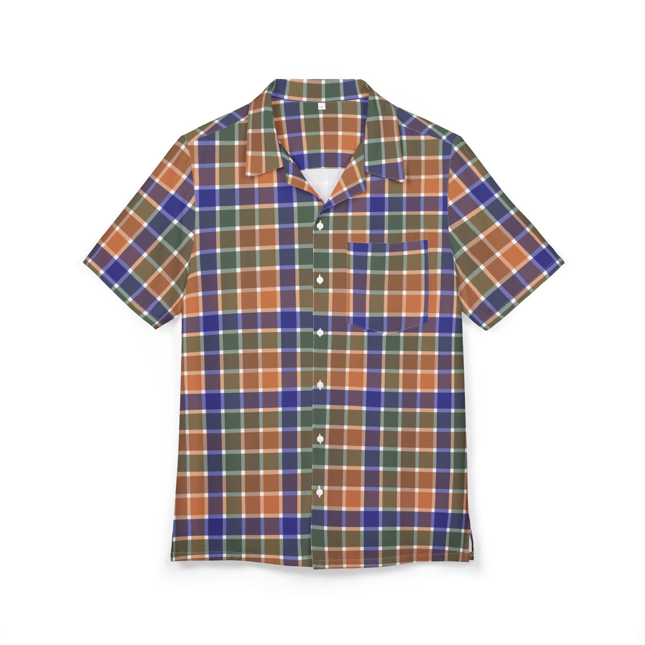 Unisex Hawaiian Button-Down Shirt - Vibrant AOP Plaid, Summer Casual Wear, Vacation Outfit, Tropical Getaway, Gift for Him/Her