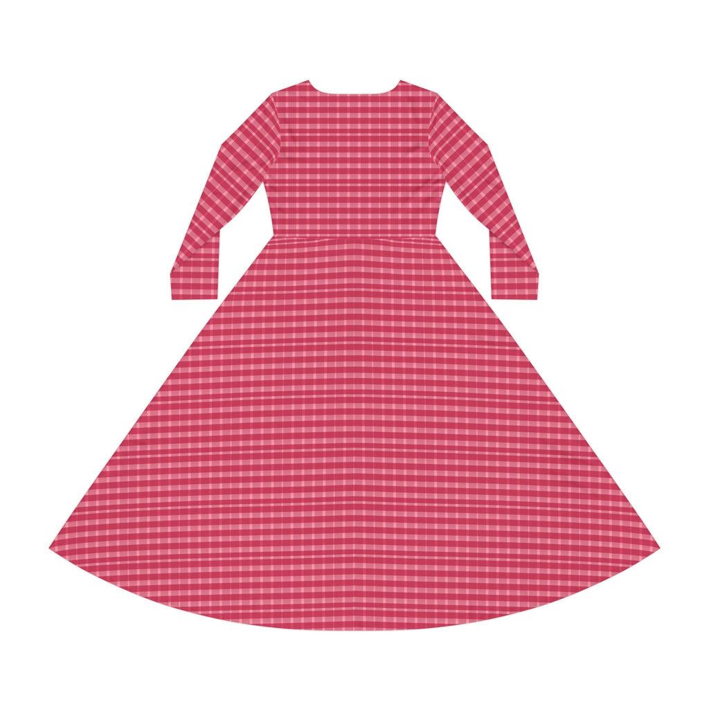 Chic Women's Long Sleeve Dance Dress, Perfect for Ballet, Parties, and Weddings, Stylish Gingham Pattern, Comfortable and Elegant