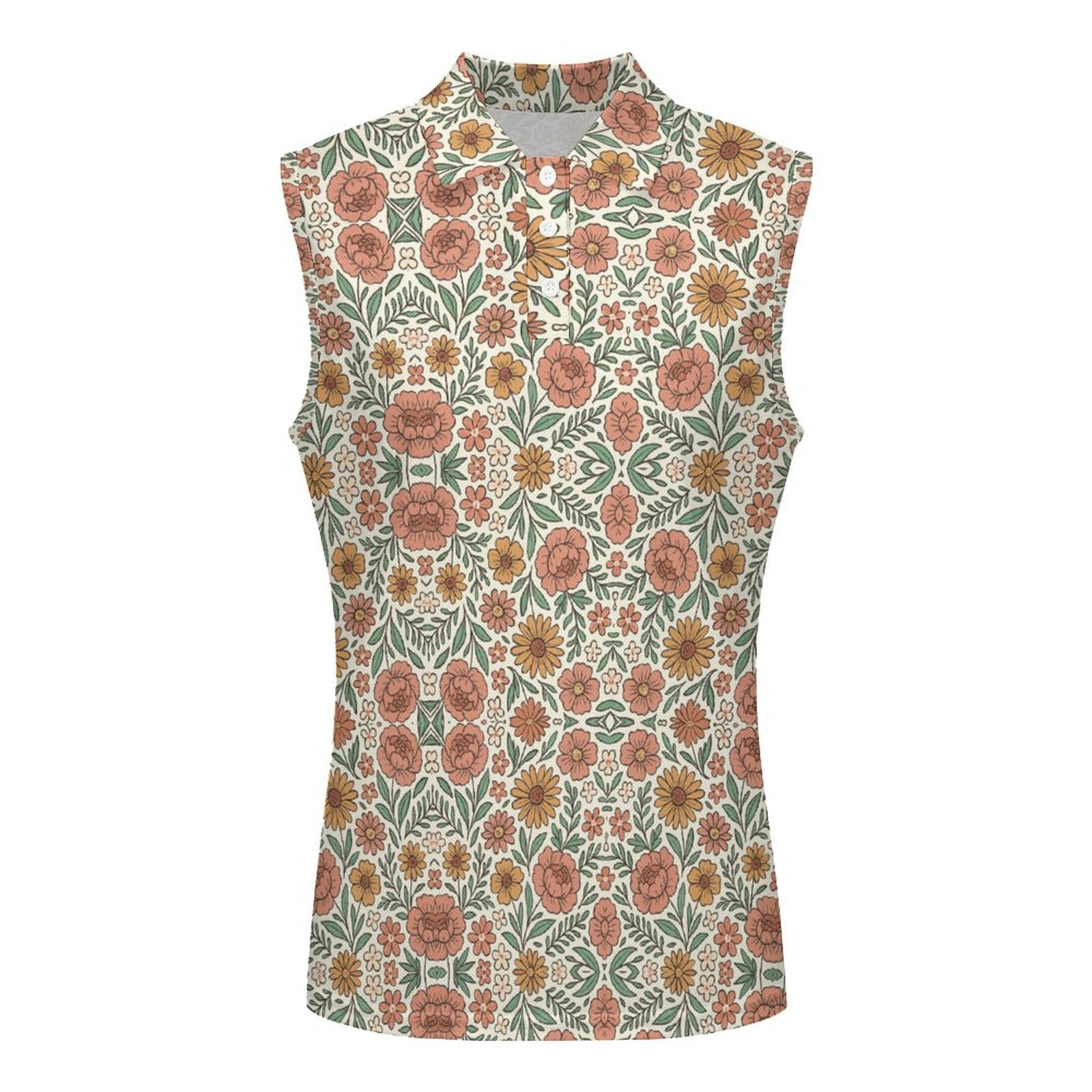 140gsm Women's Sleeveless Polo Shirt(All-Over Printing)