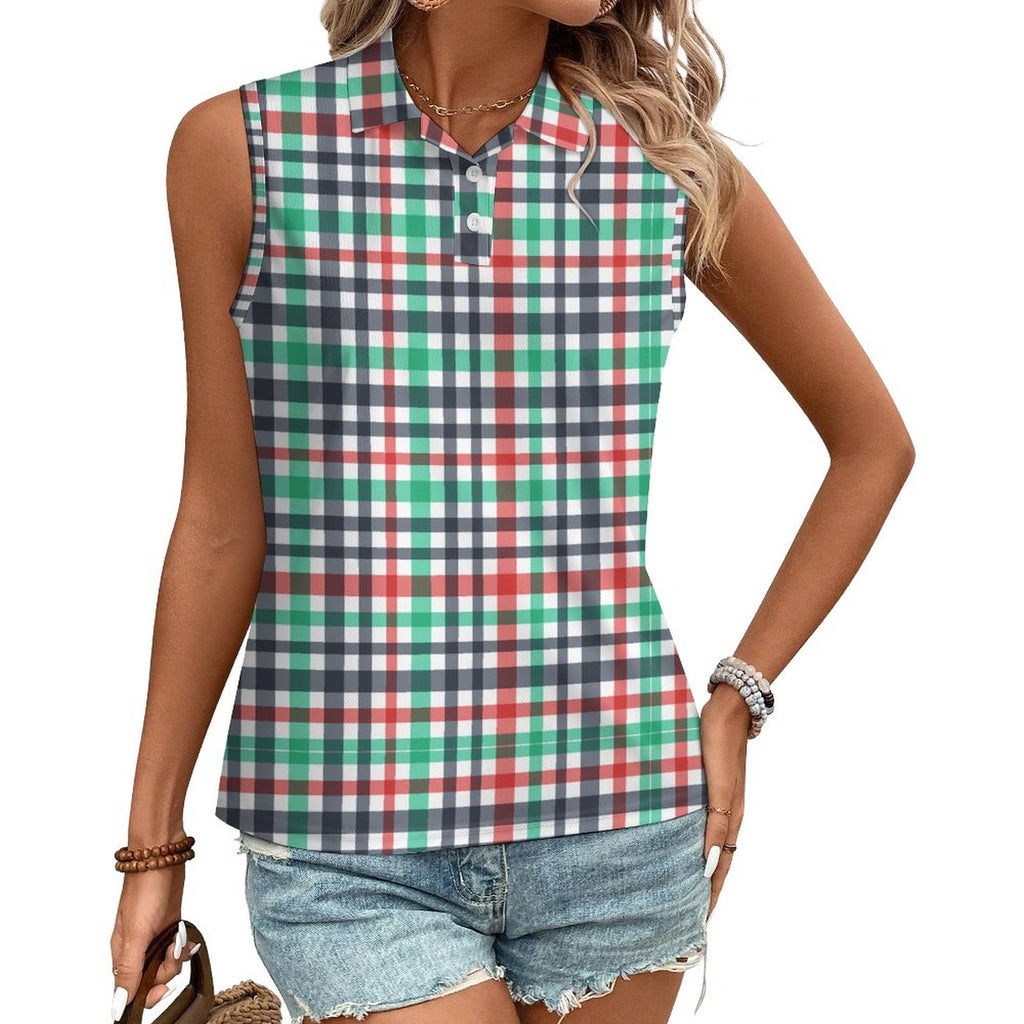 140gsm Women's Sleeveless Polo Shirt(All-Over Printing)
