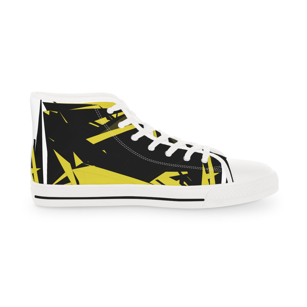 Stylish Men’s High Top Sneakers with Vibrant Yellow Design, Casual Footwear, Fashion Sneakers, Street Style, Gift for Him