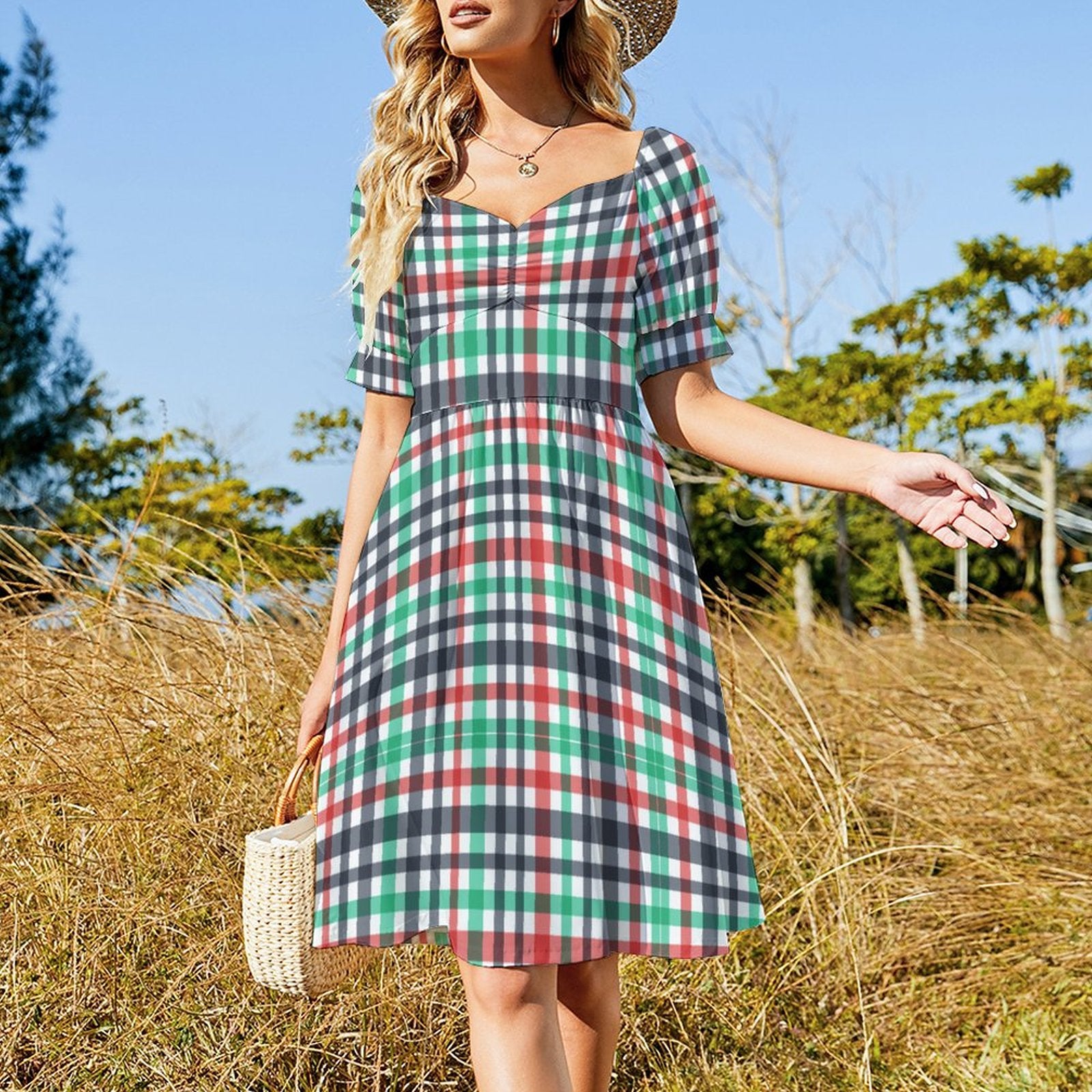 Short Sleeve V Neck Lovely Dress B271(All-Over Printing)