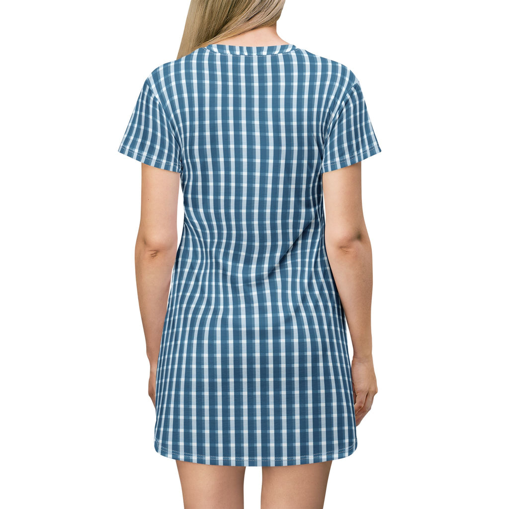 Blue Checkered T-Shirt Dress | Casual Summer Dress, Gingham Dress, Everyday Wear, Beach Dress, Gift for Her