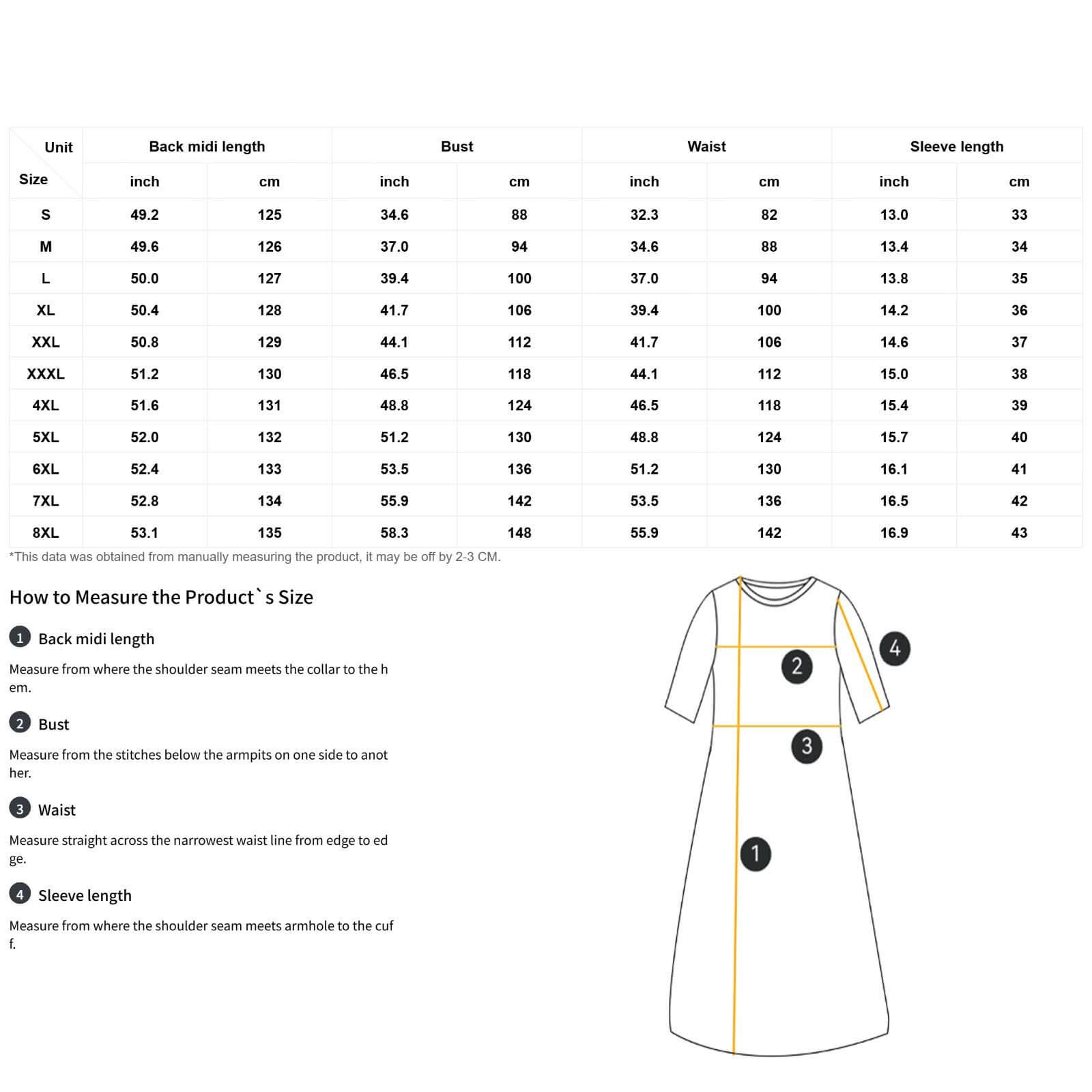 230gsm Wide Round Neck 3/4 Sleeve Long Dress(All-Over Printing)