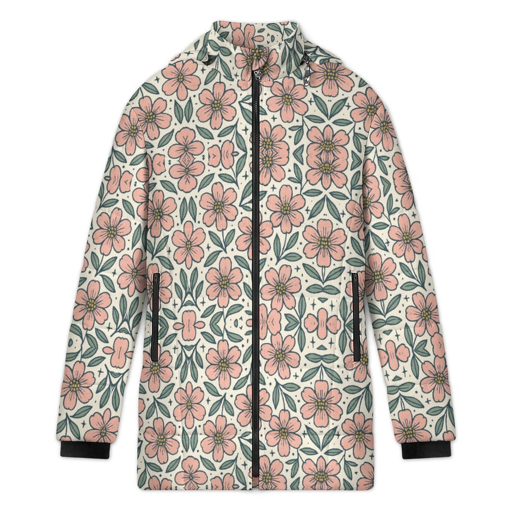 Winter Quilted Long-Sleeve Hooded Outerwear(All-Over Printing)