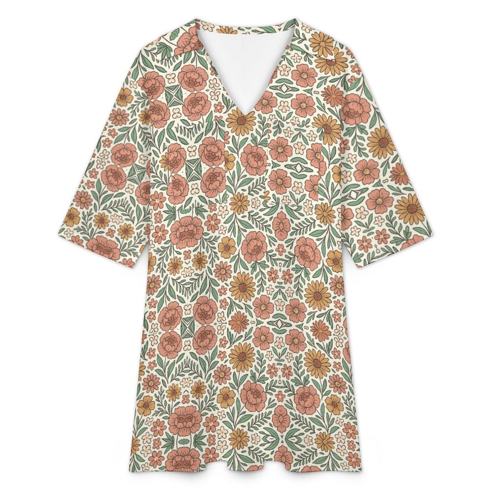 180gsm V-neck Dress for Women(All-Over Printing)