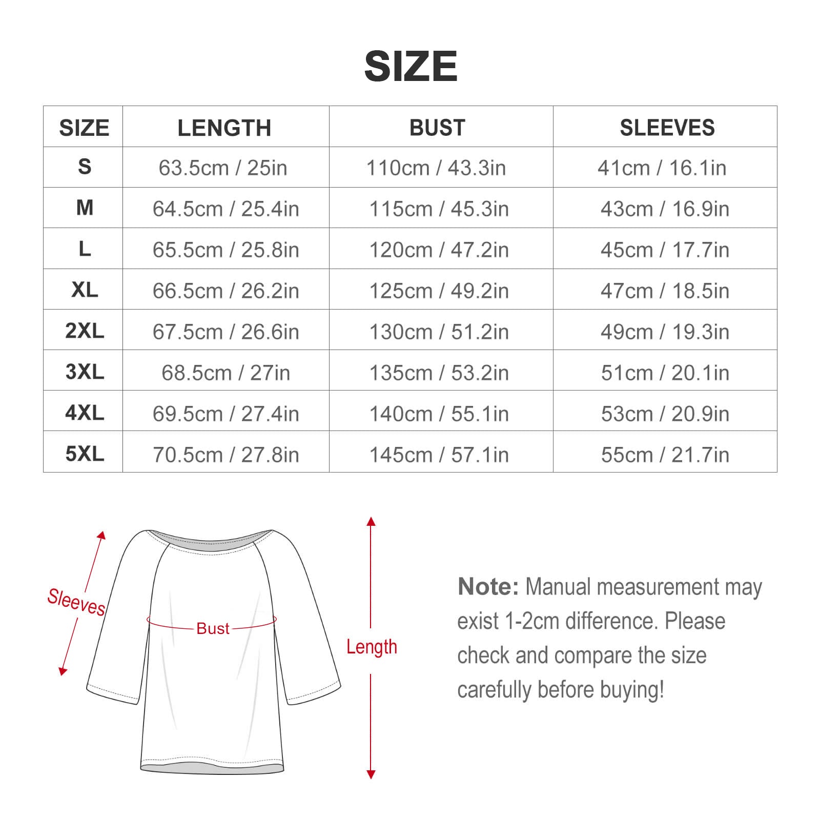 Loose-Fit 3/4 Sleeve Boat Neck T-Shirt(All-Over Printing)