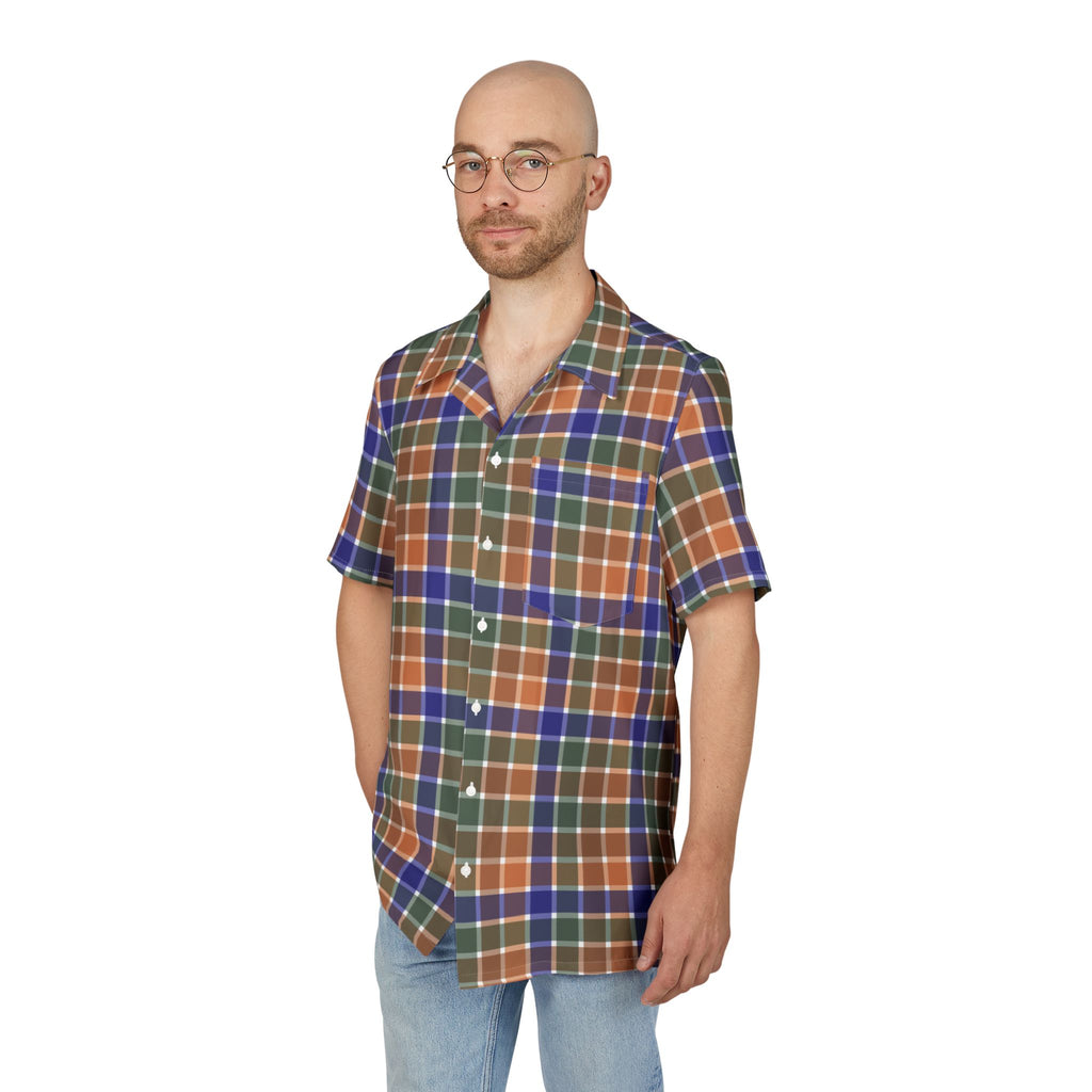 Unisex Hawaiian Button-Down Shirt - Vibrant AOP Plaid, Summer Casual Wear, Vacation Outfit, Tropical Getaway, Gift for Him/Her