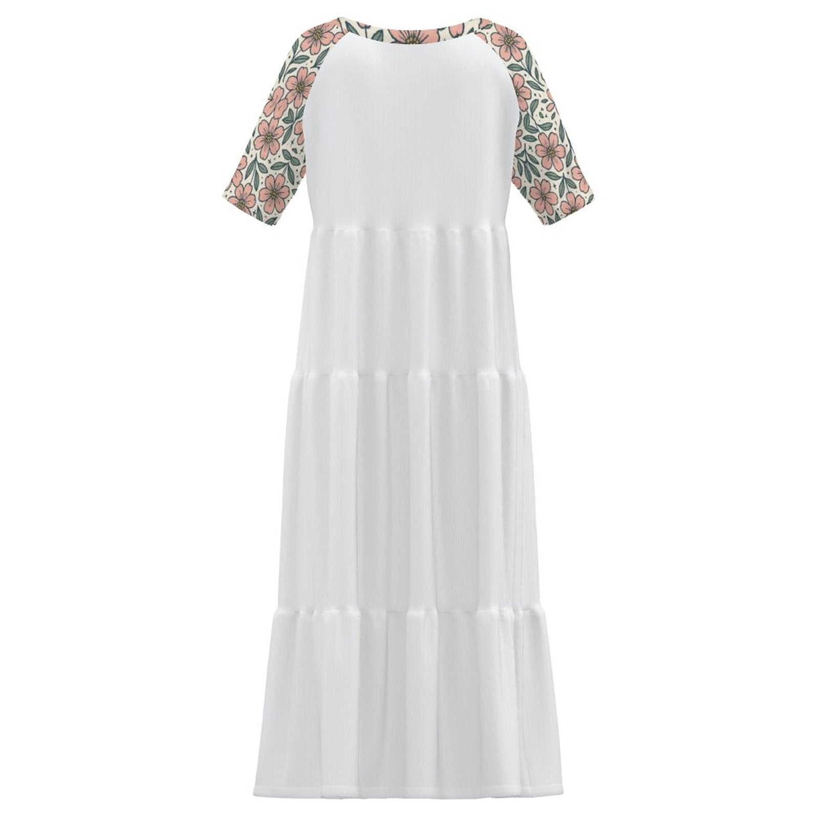 230gsm Wide Round Neck 3/4 Sleeve Long Dress(All-Over Printing)