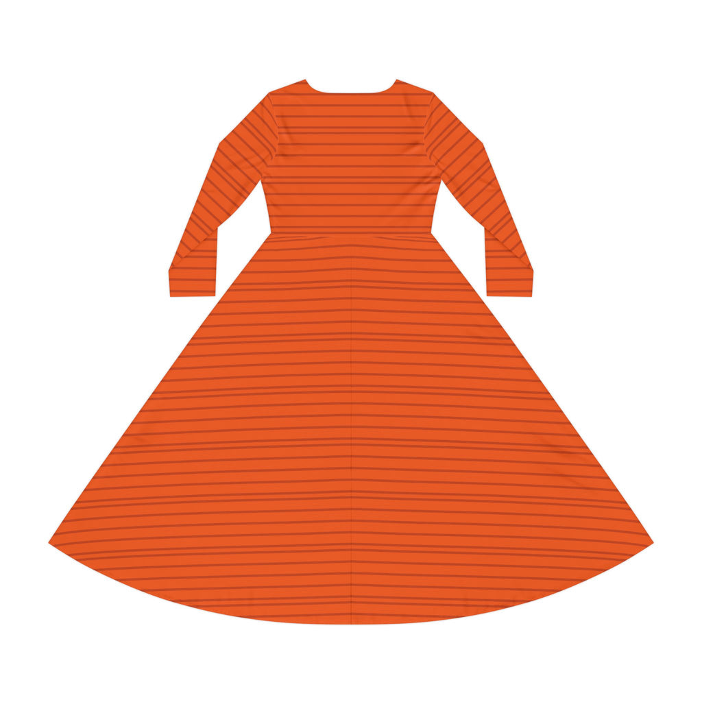 Women's Long Sleeve Dance Dress - Striped Midi, Perfect for Parties, Festivals, Casual Wear, Dance Classes, Fall Fashion