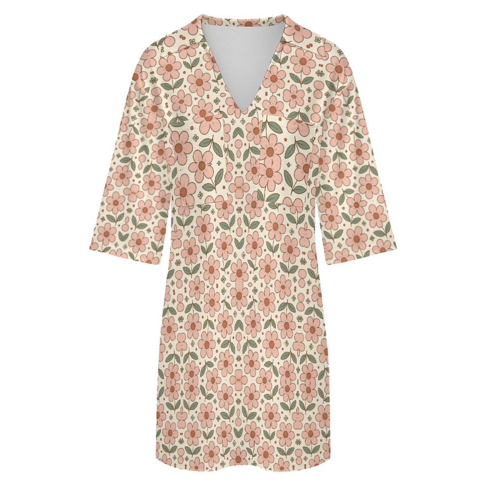 180gsm V-neck Dress for Women(All-Over Printing)