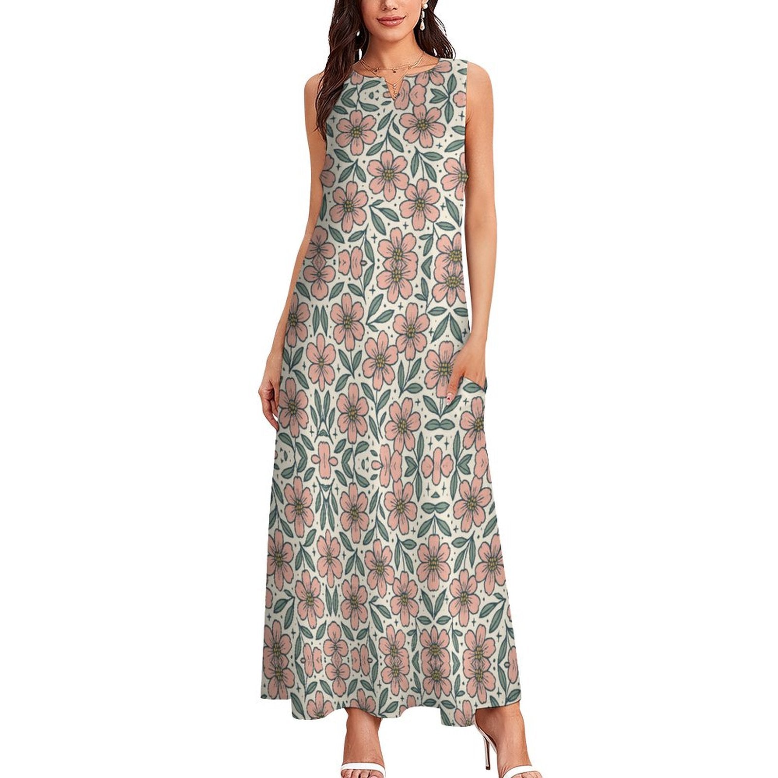 Sleeveless Ankle-length Dress GQ (All-Over Printing)