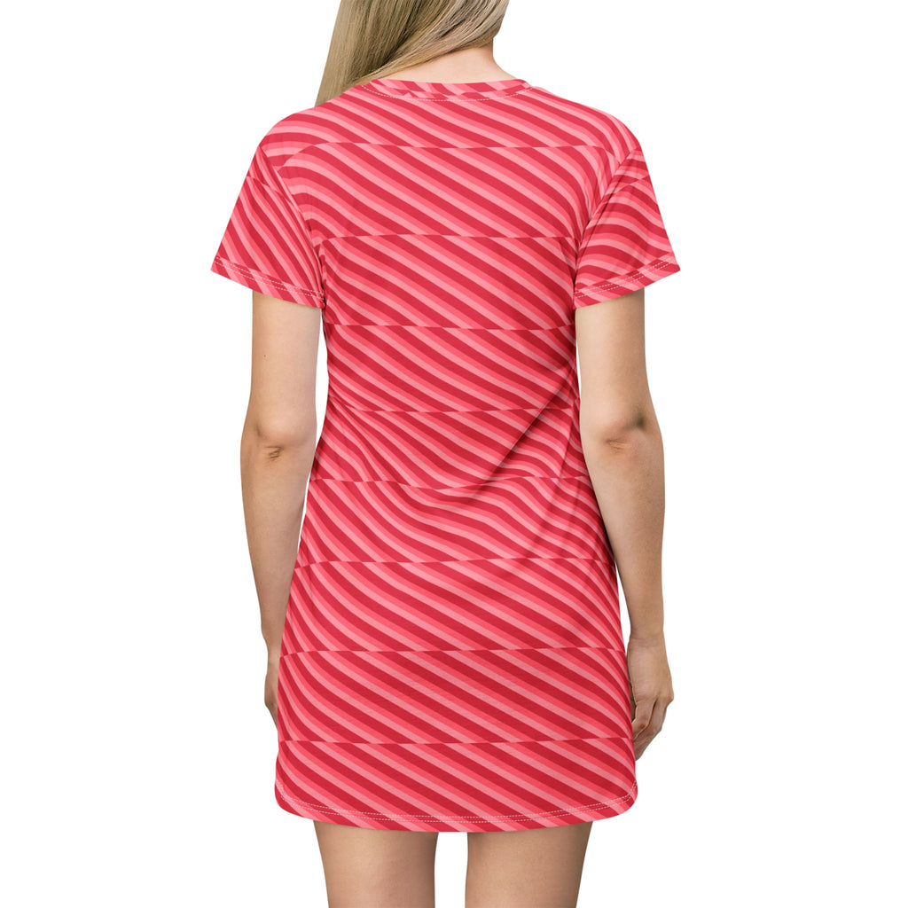 Vibrant Striped T-Shirt Dress, Casual Summer Fashion, Perfect for Parties, Beachwear, Everyday Wear, Gift for Her, Holiday Style