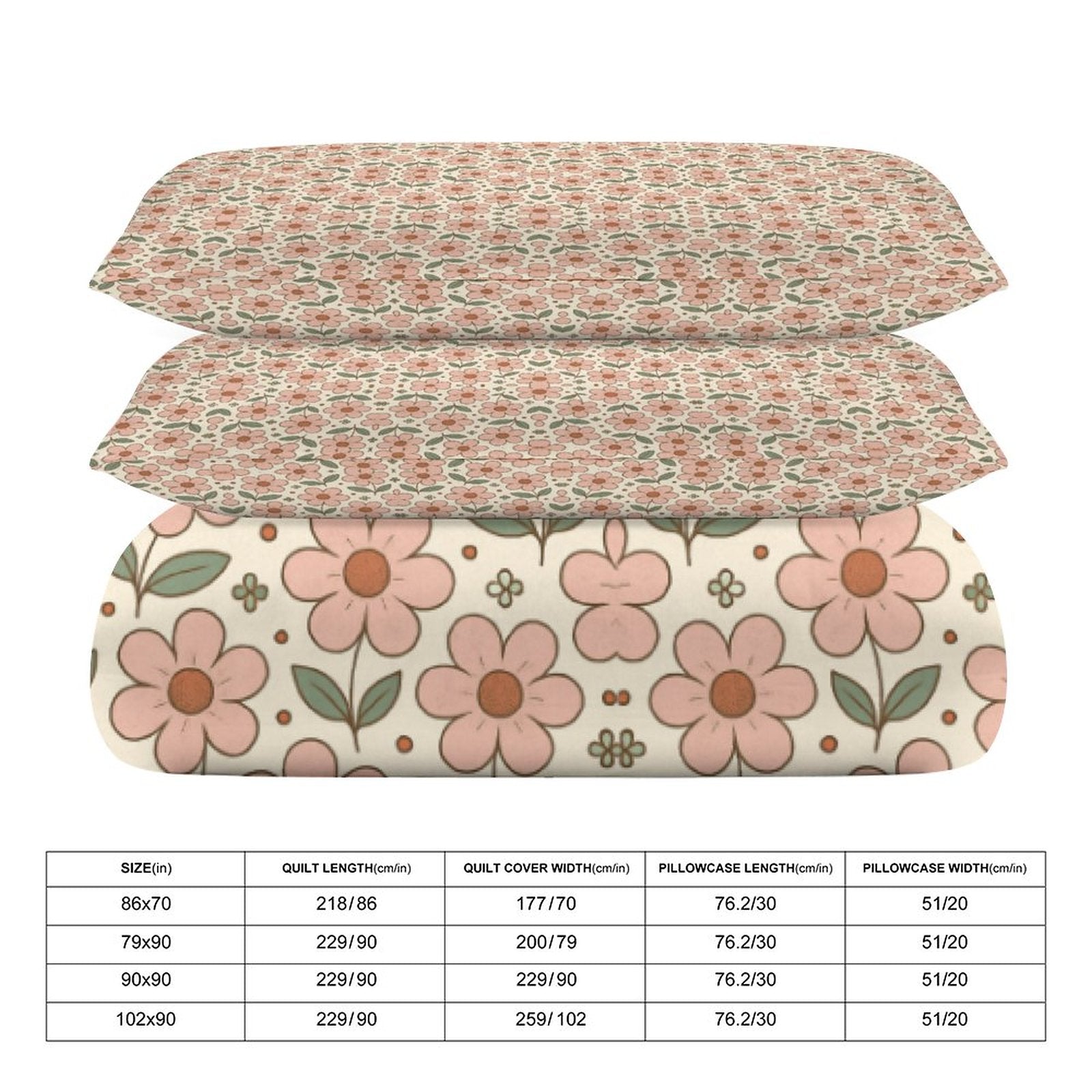 3-Piece Bedding Set-102"x90"/ 259x229cm (Dual-sided Printing)