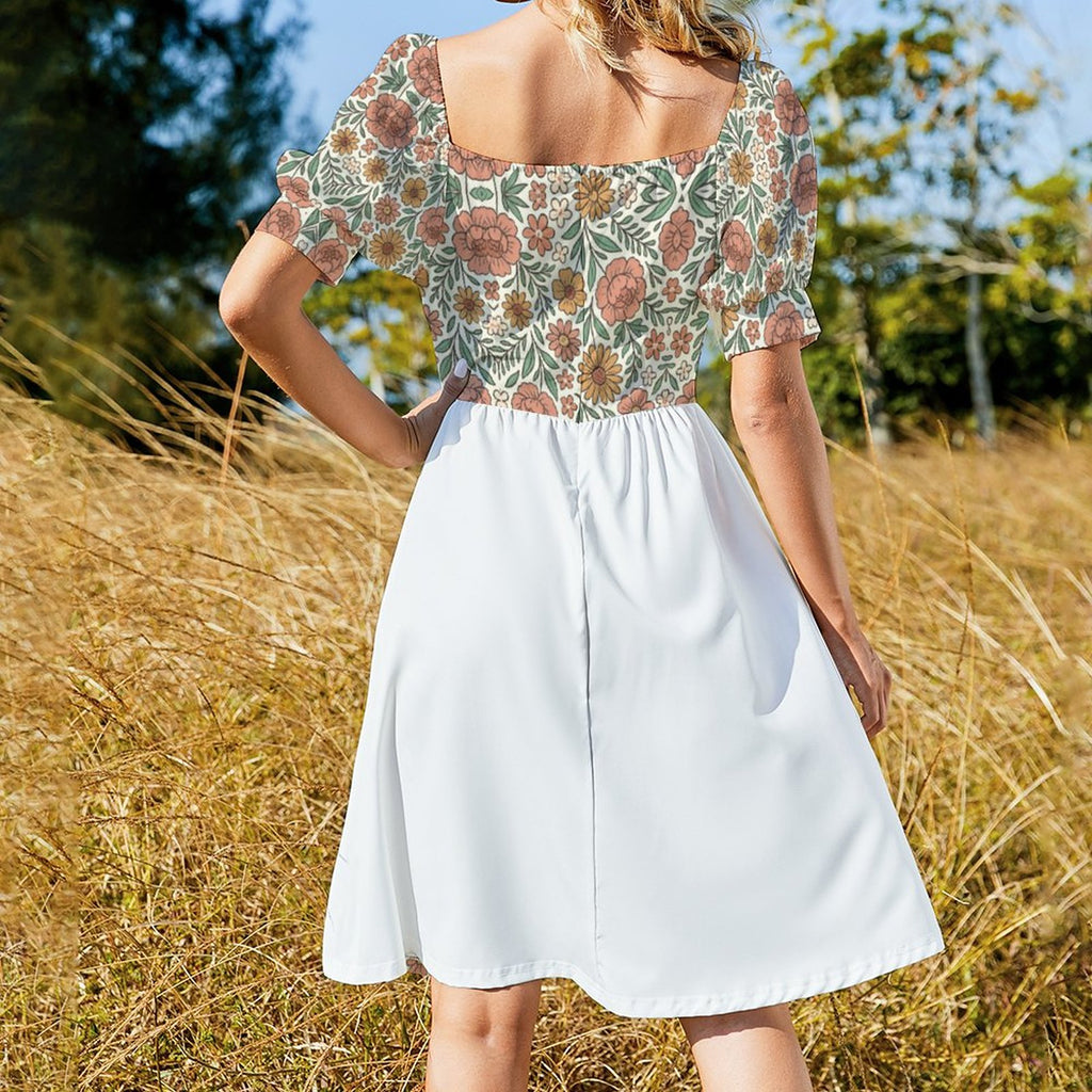 Short Sleeve V Neck Lovely Dress B271(All-Over Printing)