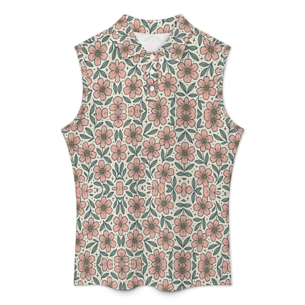 140gsm Women's Sleeveless Polo Shirt(All-Over Printing)